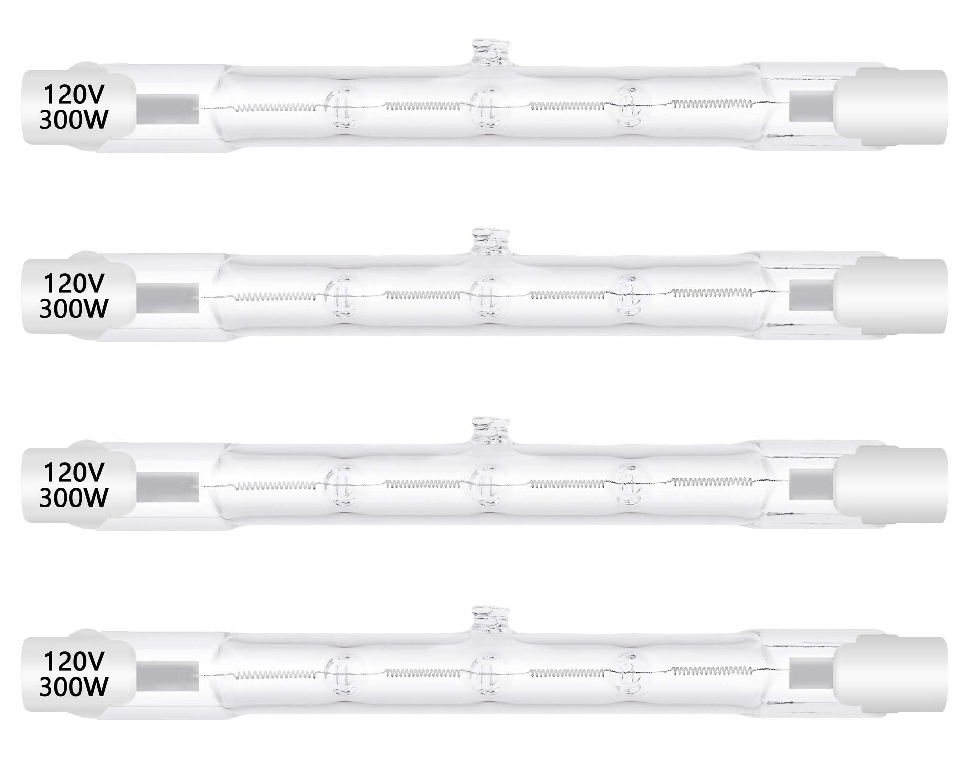 Xbocmy 4 Pack 300W Dimmable Halogen Light Bulbs, 118Mm, 4.7-Inch T3 Rsc, Warm White, 3000 Lumens