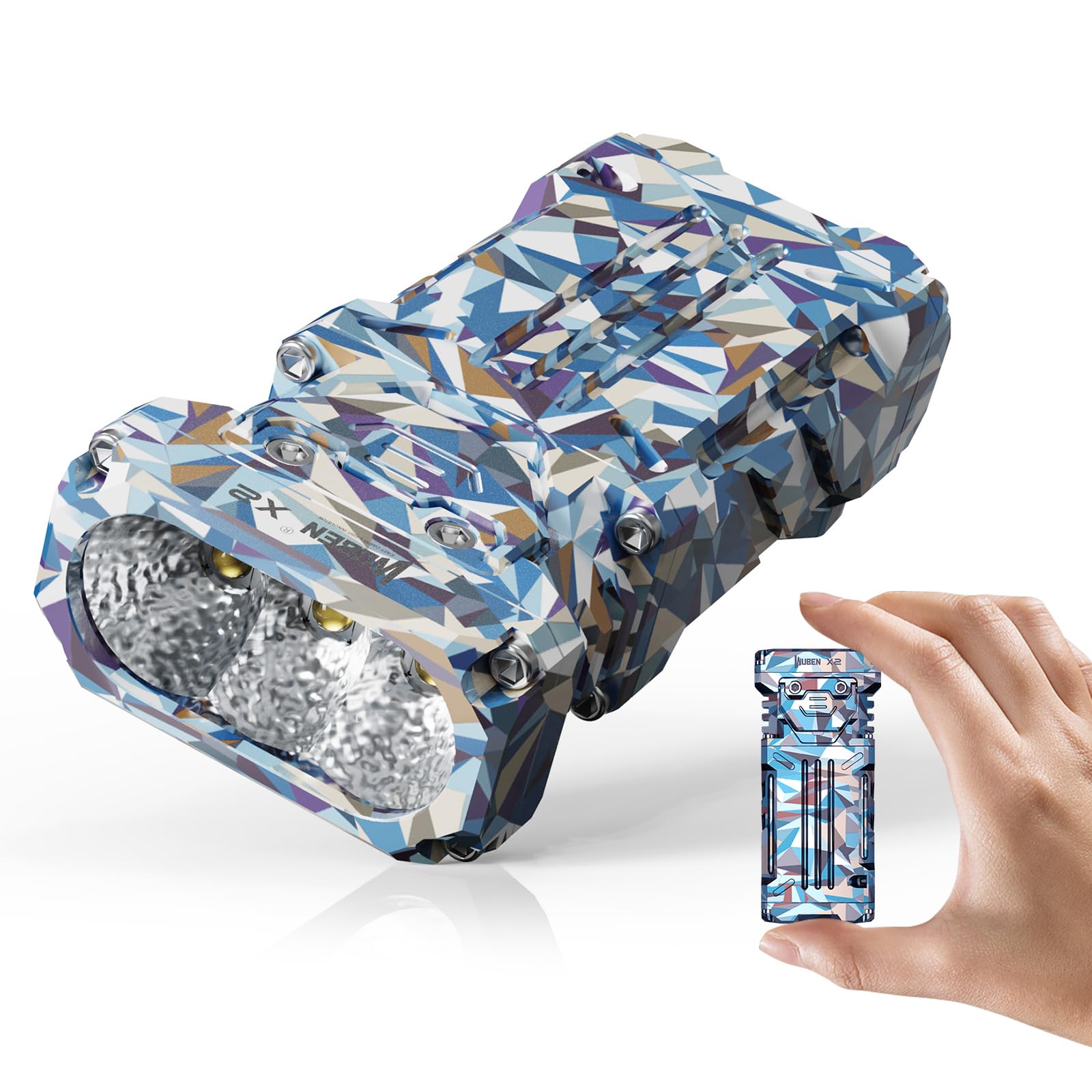 Wuben X2 1800 Lumens Mini Rechargeable Flashlight, 90+ Cri, 6 Modes, Camouflage