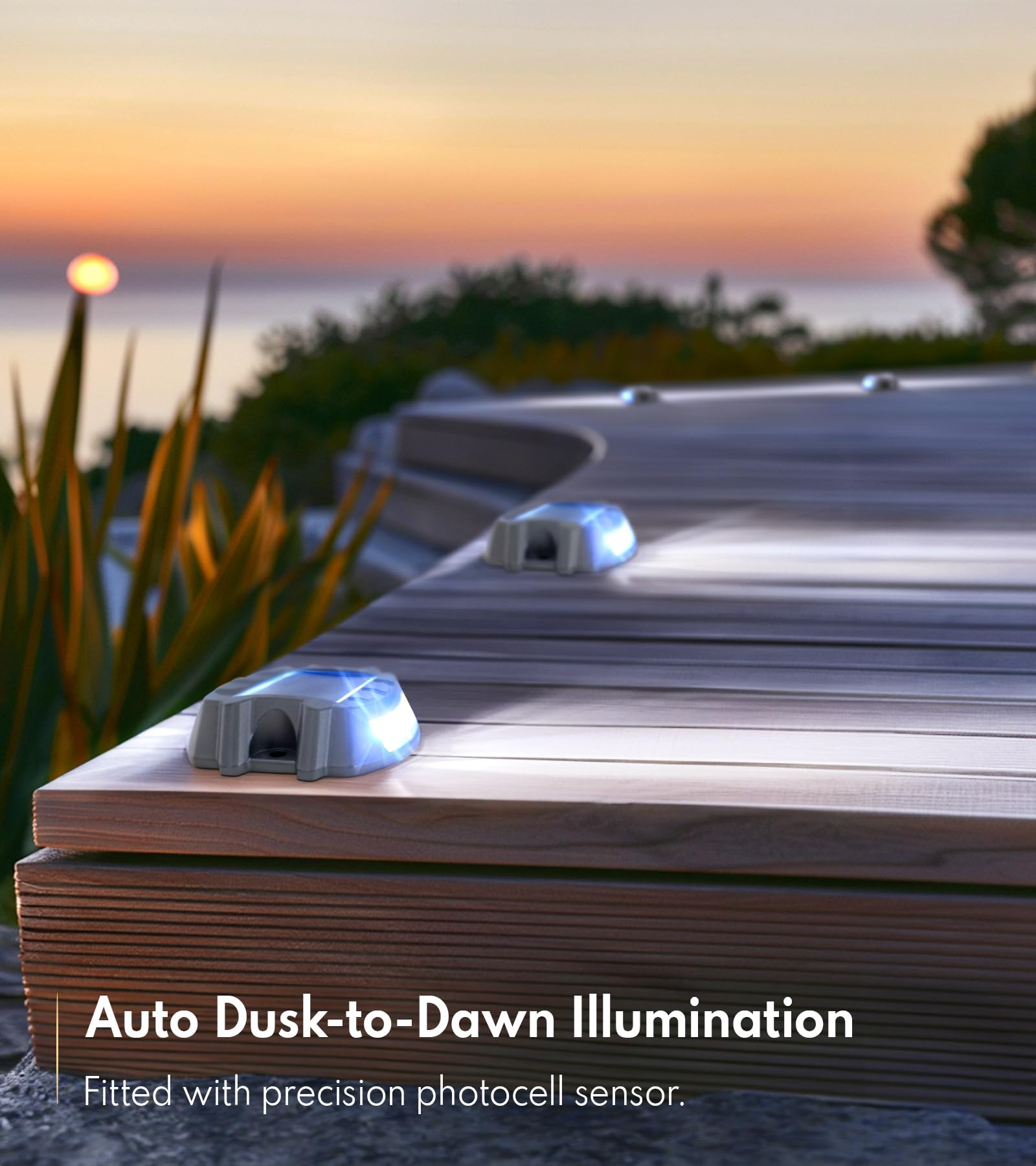 PASAMIC Solar Powered Driveway Lights LED 12 Pack, Aluminum, IP65 Waterproof, White, Model 60A-P-12
