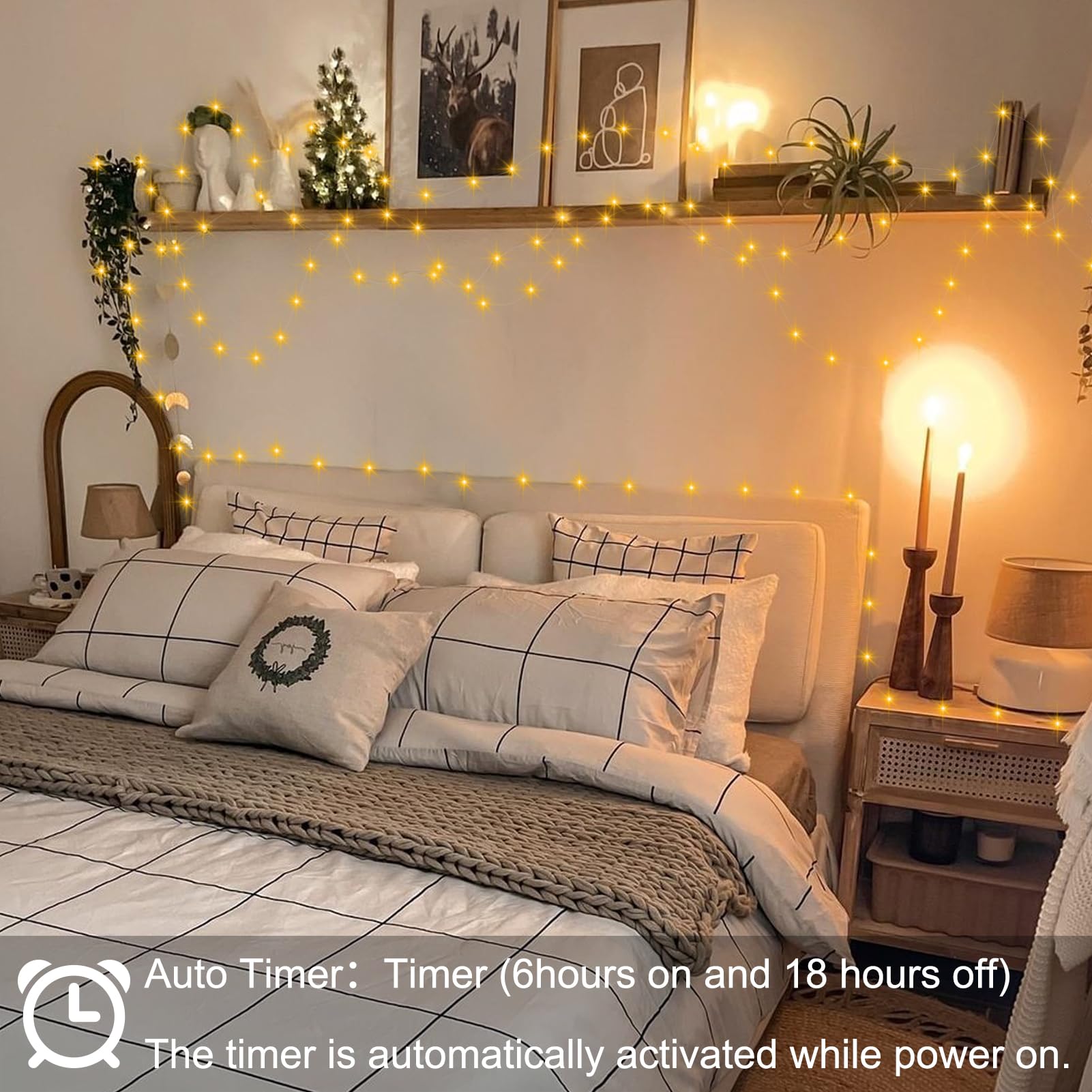 2 Pack Fairy Lights Battery Operated, 200 Led 66Ft Silver Wire Twinkle Light Auto Timer Mini String Light For Outdoor Indoor Gar