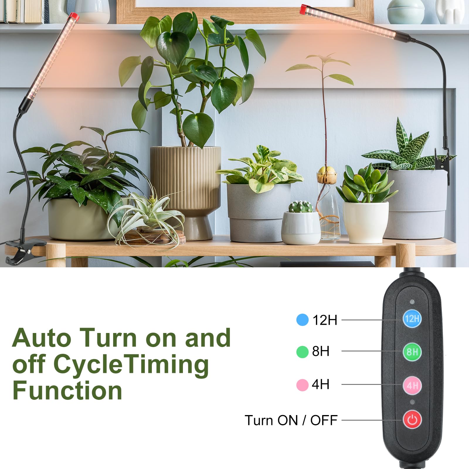 Fecida 3-Pack Clip Grow Lights For Indoor Plants With Timer 4,8,12 Hr, 9W Power Home Plug, 2025 Brightest Mini Led Grow Light Fo