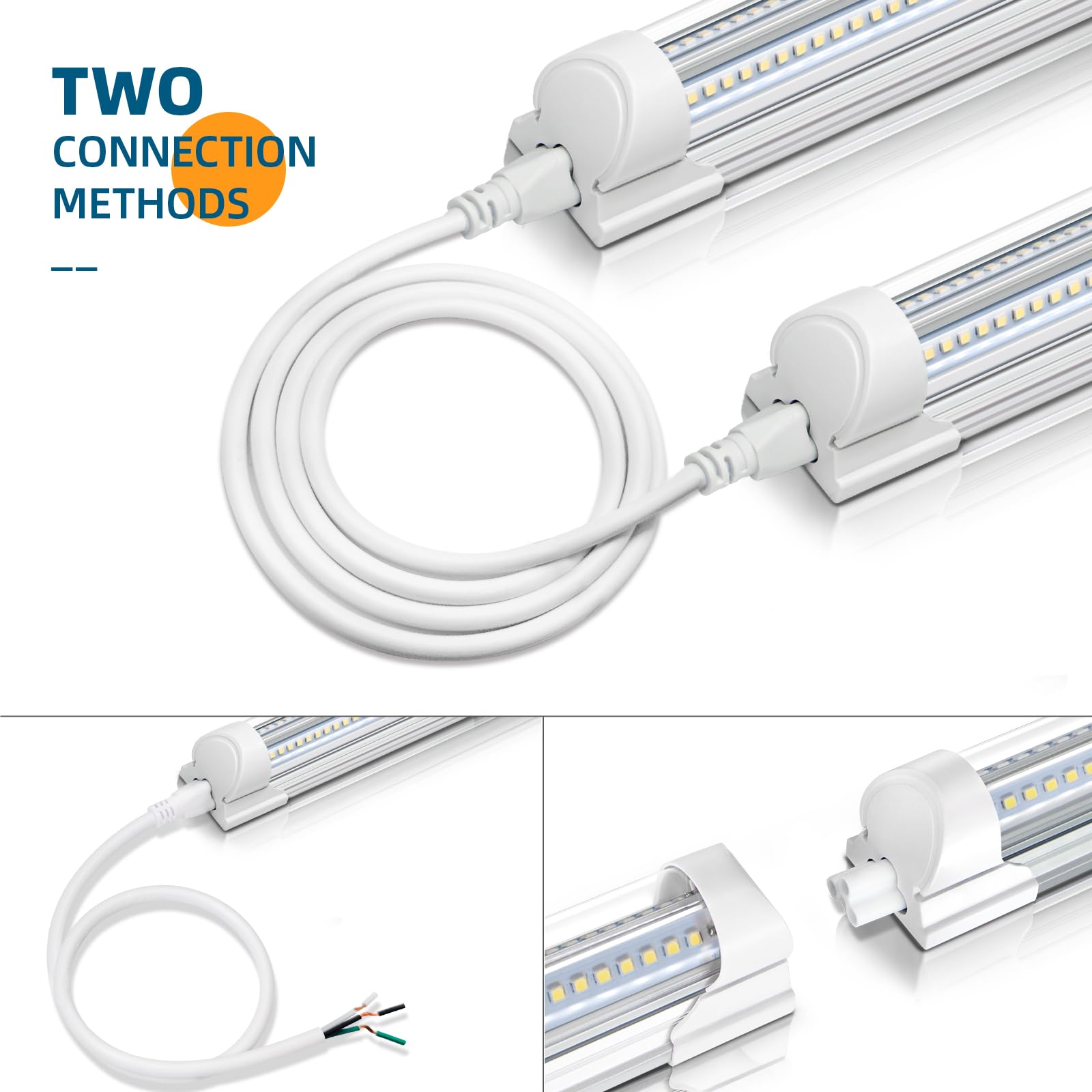 Barrina 8FT LED Shop Light, 100W, 15000LM, 6500K, Linkable V Shape, 10 Pack, ETL Listed, Aluminum Ceiling Fixture
