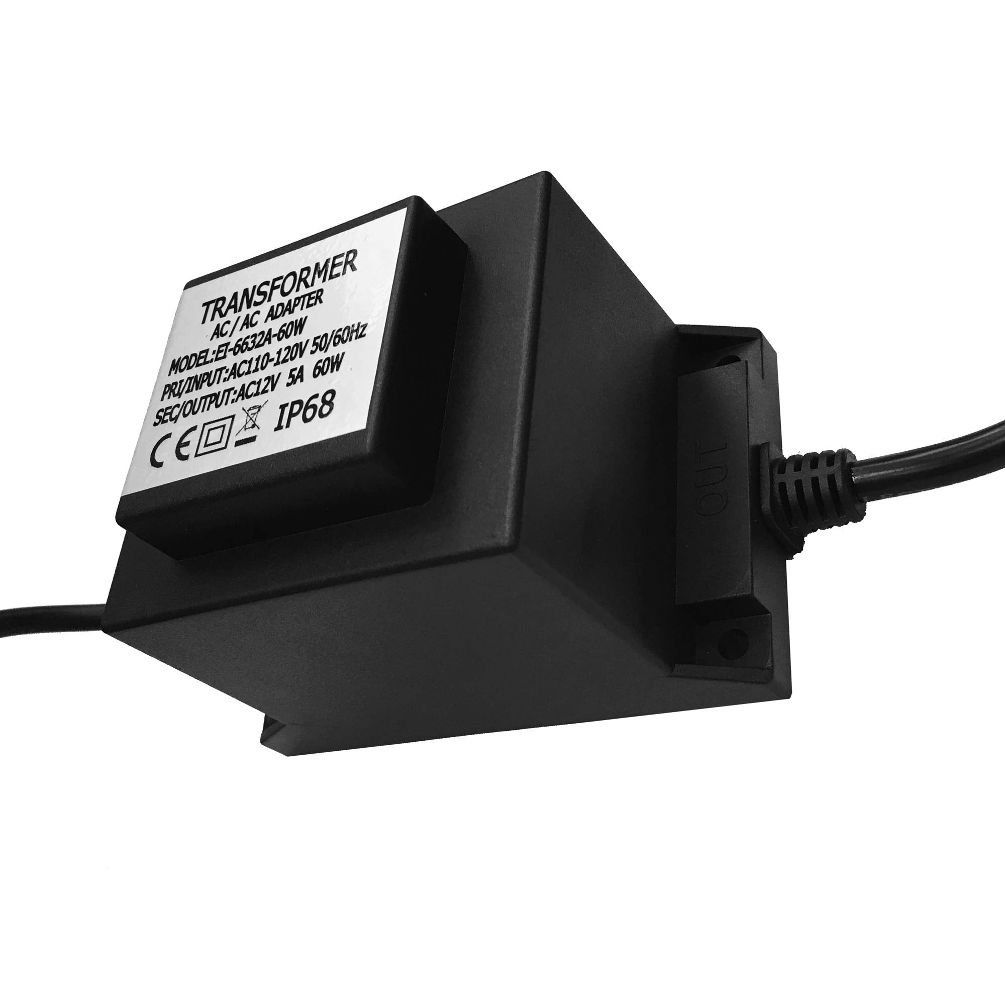 Cnbrighter Waterproof 12V Ac Transformer 5A 60W,110V-120V Ac To 12V Ac Led Power Supply, Voltage Converter Led Driver,Adapter Fo