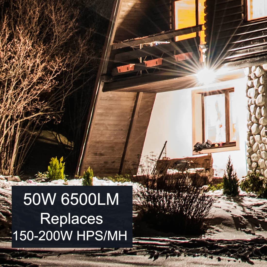 Kadision Led Flood Light 50W, Dusk-To-Dawn Photocell, 5000K 6500Lm 100-277Vac, 180-Degree Adjustable Knuckle, Waterproof Outdoor