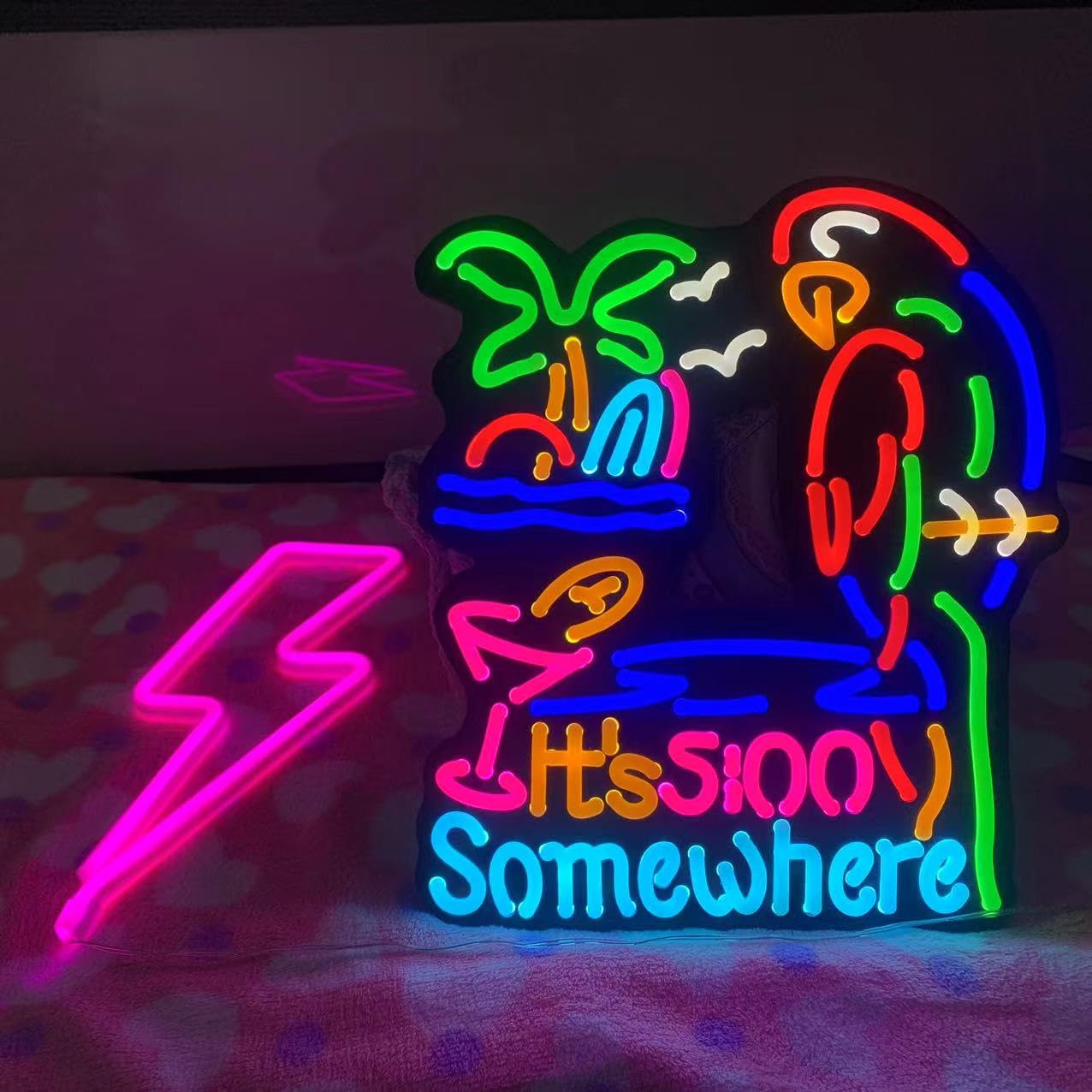 Its 5 OClock Somewhere 5:00 Neon Light Sign Home malt-inspired Bar Pub Recreation Room Game Lights Windows Glass Wall Signs Party Birthday Bedroom Bedside Table Decoration Gifts Led