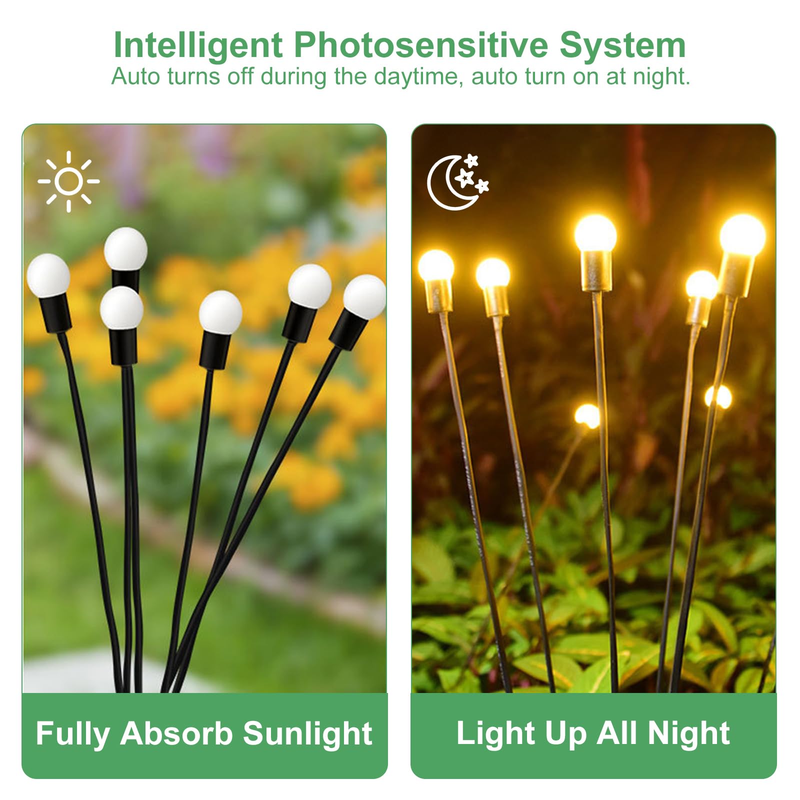 AAOVEFOX Solar Outdoor Lights, Firefly Garden Lights, 6 Pack, Warm Color, Model F6