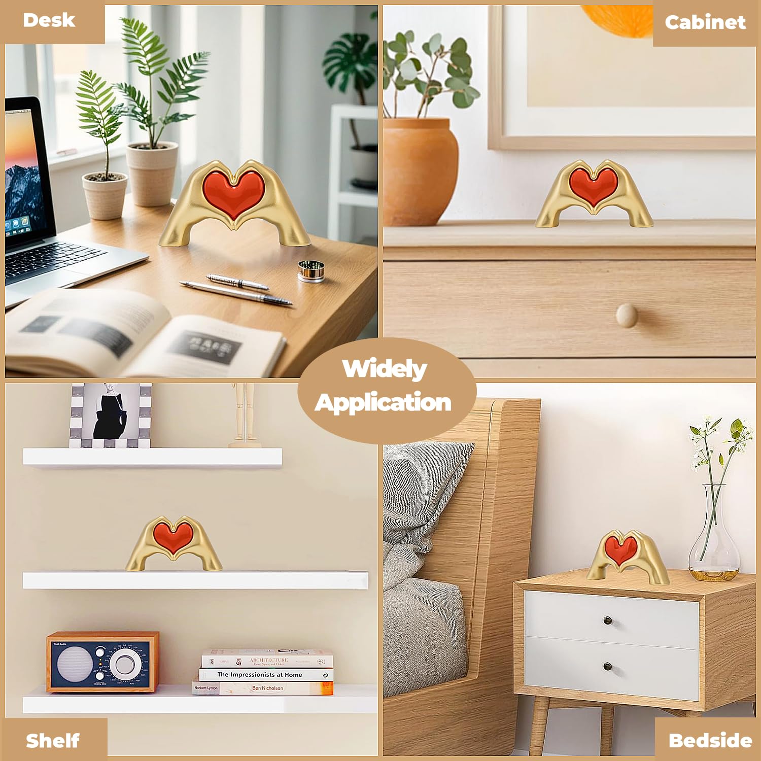 Heart Hands Sculpture Night Light  Love Heart Statue Usb&Battery Powered Desk Lamp  Gold Aesthetic Decor For Living Room  Bedroom  Shelf  Coffee Table  Thanksgiving Birthday Gift For Women Mom Girls