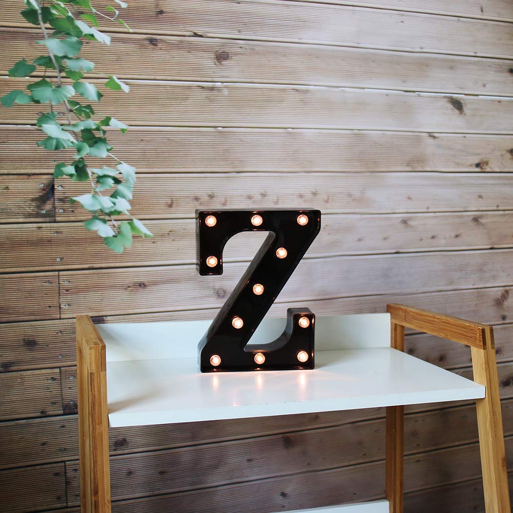 OYCBUZO Light Up Black Alphabet Marquee Letter Z - LED Plastic Sign for Home Bar, Birthday Party, Wedding Decoration, Model MDLP-BL-23