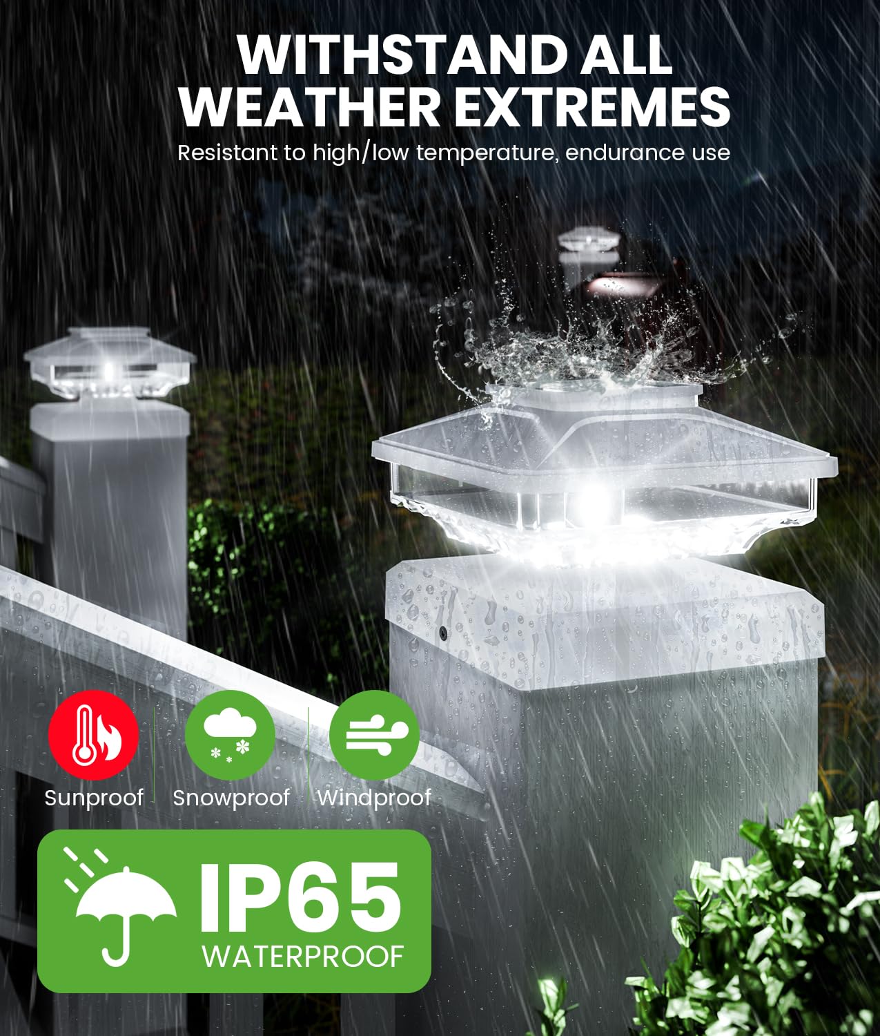 Bitpott Bright Solar Post Cap Lights 8 Pack, 3-In-1 [4X4/5X5/6X6] Fence Post Solar Lights Waterproof Ip65, 6000K Solar Post Ligh