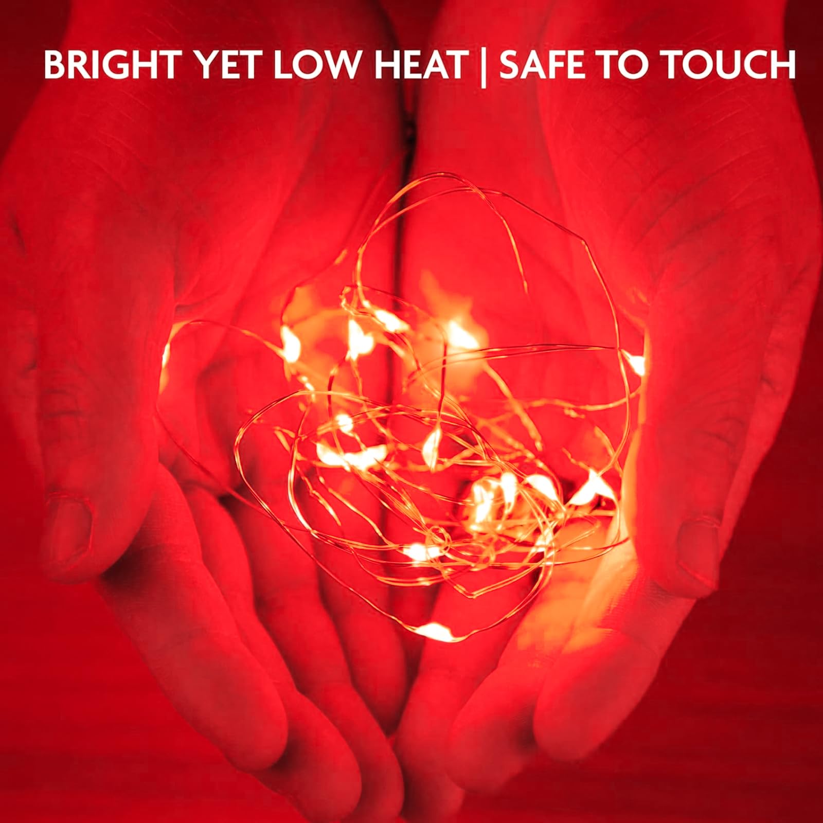 Sinamer 6 Pack Red Fairy Lights Battery Operated String Lights, 7Ft 20 Led Mini Lights, Waterproof Silver Wire Starry For Mason Jars Diy Wedding Party Bedroom Christmas