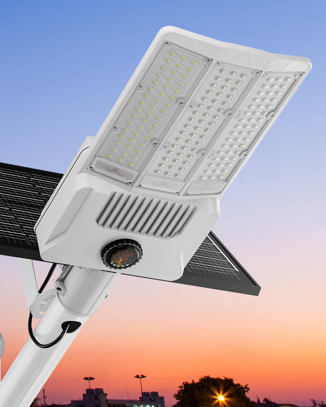 HWHDJ Solar Street Light - 13000W, Waterproof, Motion Sensor, Remote Control, Aluminum, White, Model HW-13000W, 1 Pack