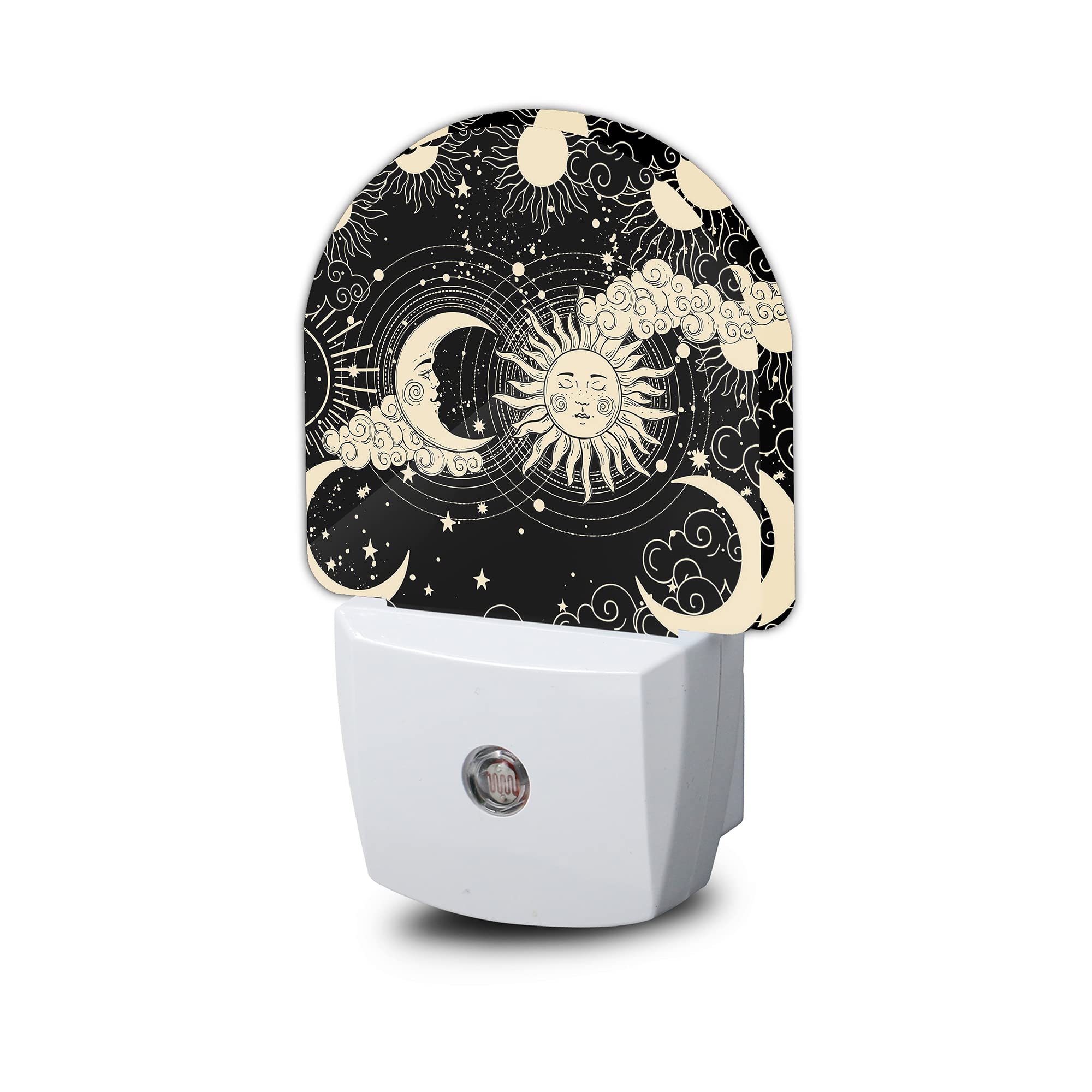 AOWULA Moon and Sun Night Light,Night Lights Plug into Wall Decor for Stairway/Hallway/Kitchen,Dusk to Dawn Sensor Nightlights f