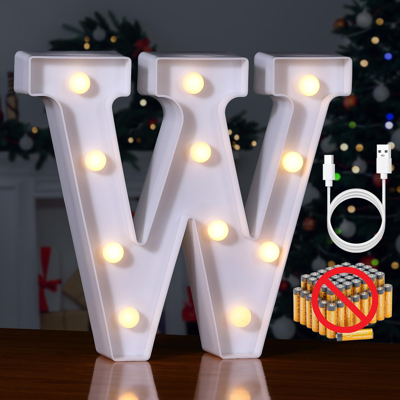 Foaky Rechargeable LED Letter Lights Sign for Weddings and Parties, Warm Plastic, Model: Recharge-ABS, Size: W