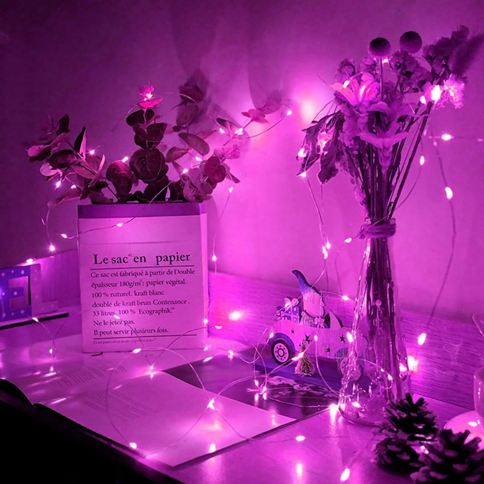 chzk 8 Pack Pink Fairy Lights 20 LED Twinkle String Lights 7Ft Battery Operated Waterproof for Party Wedding Christmas Centerpieces