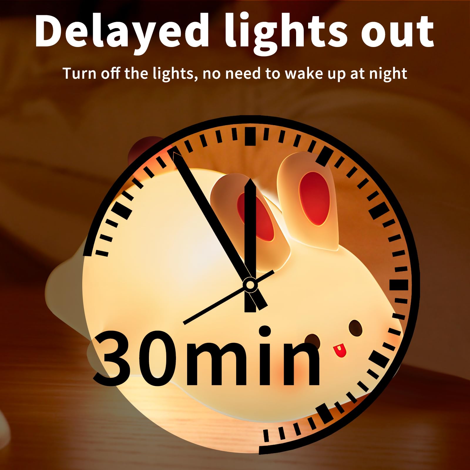 Hpydiy Cute Rabbit Night Light Squishy Animal Nightlamp Rechargerable Dimmable Nursery Bunny Lamp Soft Silicone Table Bedroom Lamp Portable Adjustable Lighting Bedroom Bedside Gift