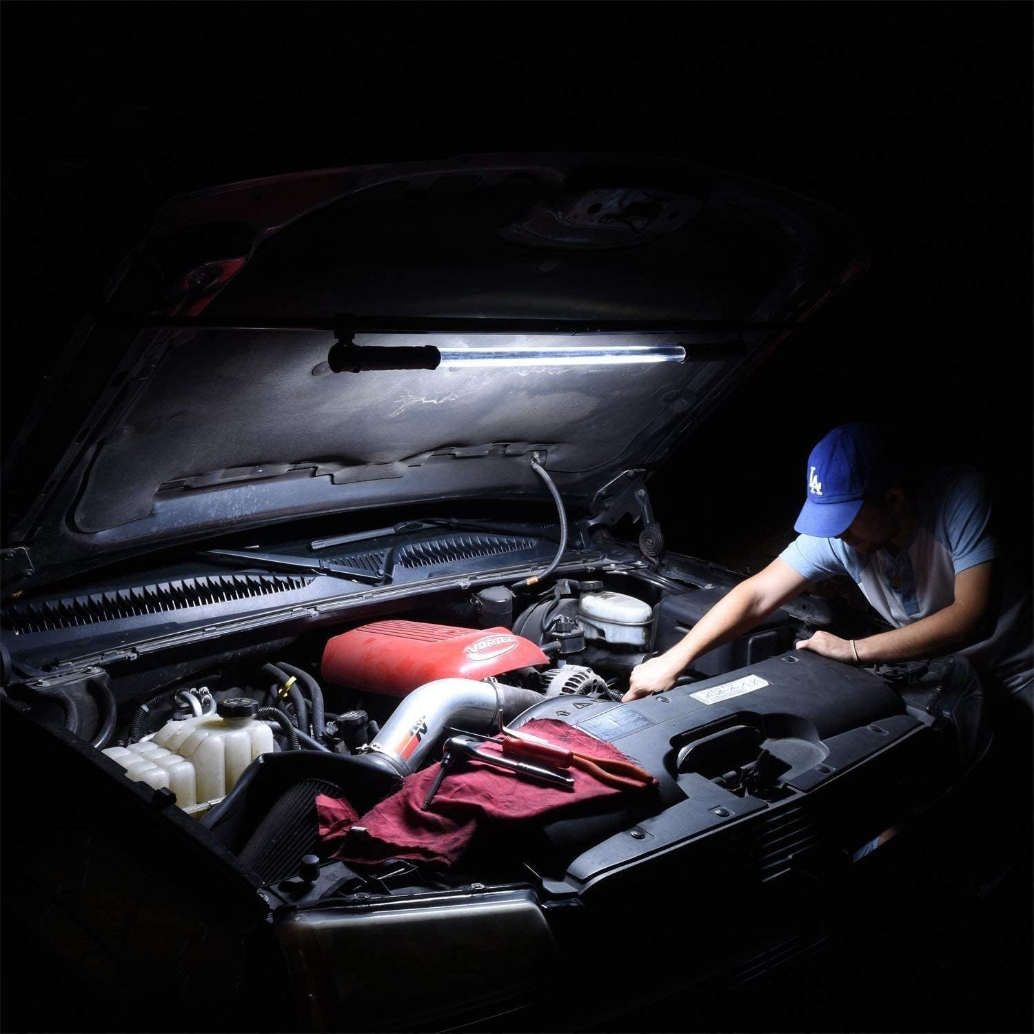 Neiko 40447A Rechargeable Cordless Underhood Work Light, 202 Smd Led Light Bar With Max 1,200 Lumens, Li-Ion Battery, And 2 Brightness Modes