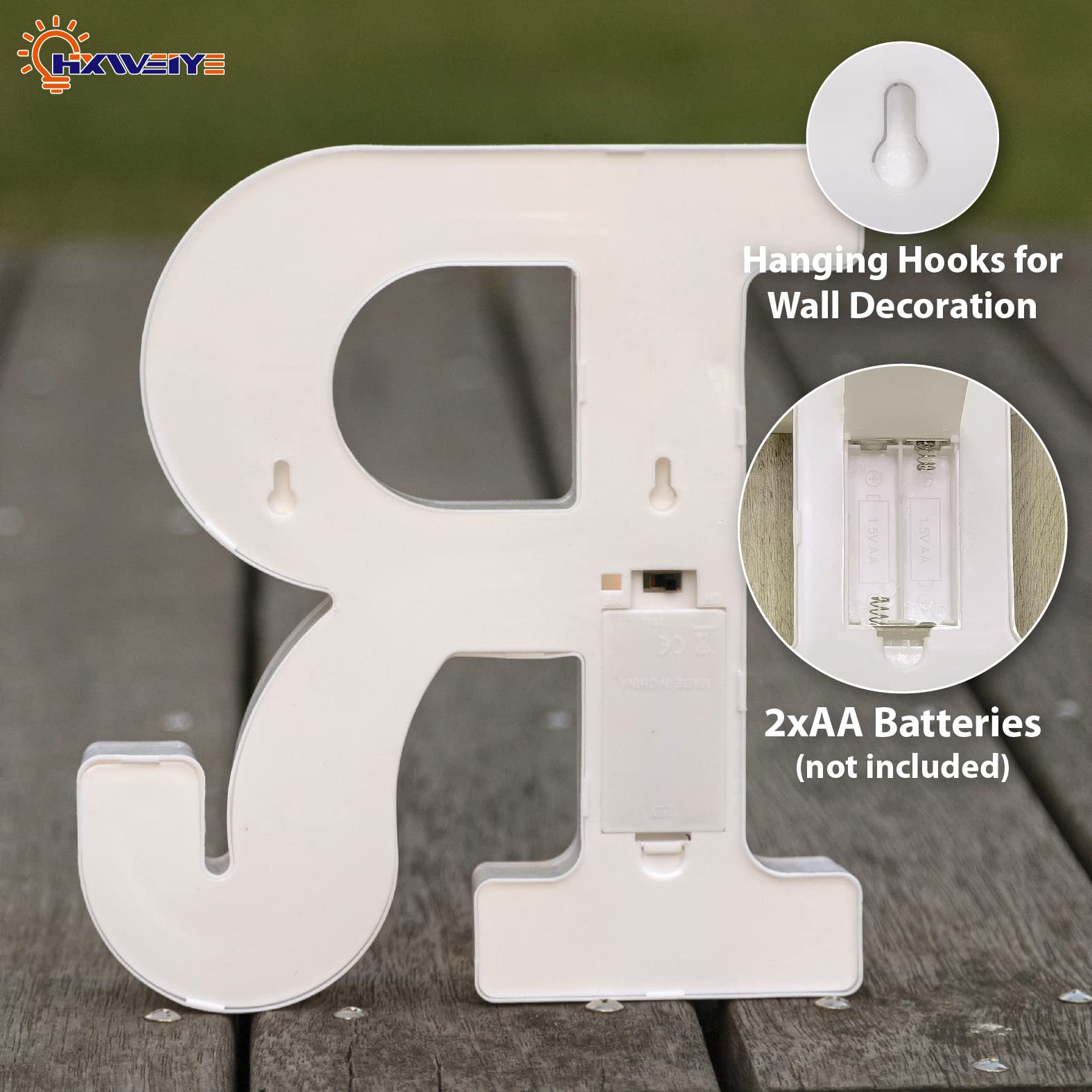 HXWEIYE LED Marquee Letters Sign R, Warm White Light Up Alphabet & Numbers 0-9 for Party, Home, Wedding Décor