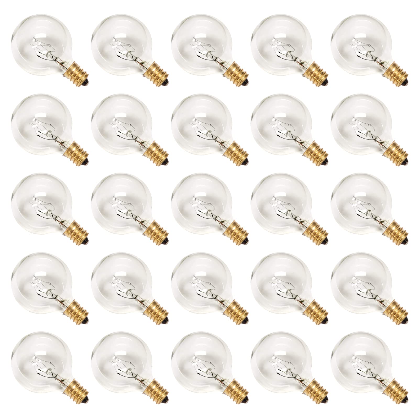 rincentd G40 Clear Globe Light Bulbs 5 Watt E12 Candelabra Base Dimmable Indoor Outdoor 25 Pack