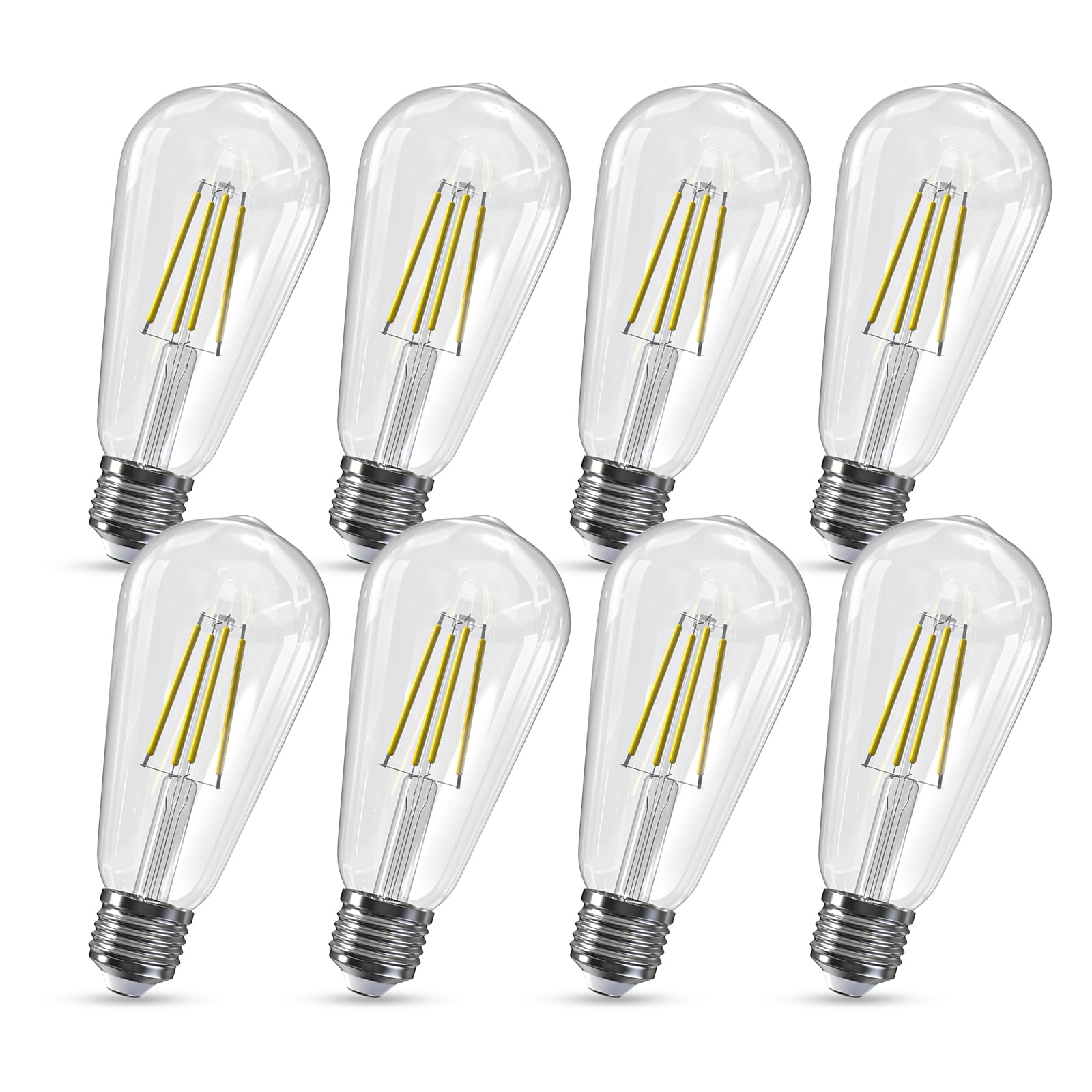 Jensense Edison Led Light Bulbs E26 Led Bulb 60 Watt Equivalent Dimmable Light Bulbs 5000K Daylight Cool White Vintage 7W Led Ed