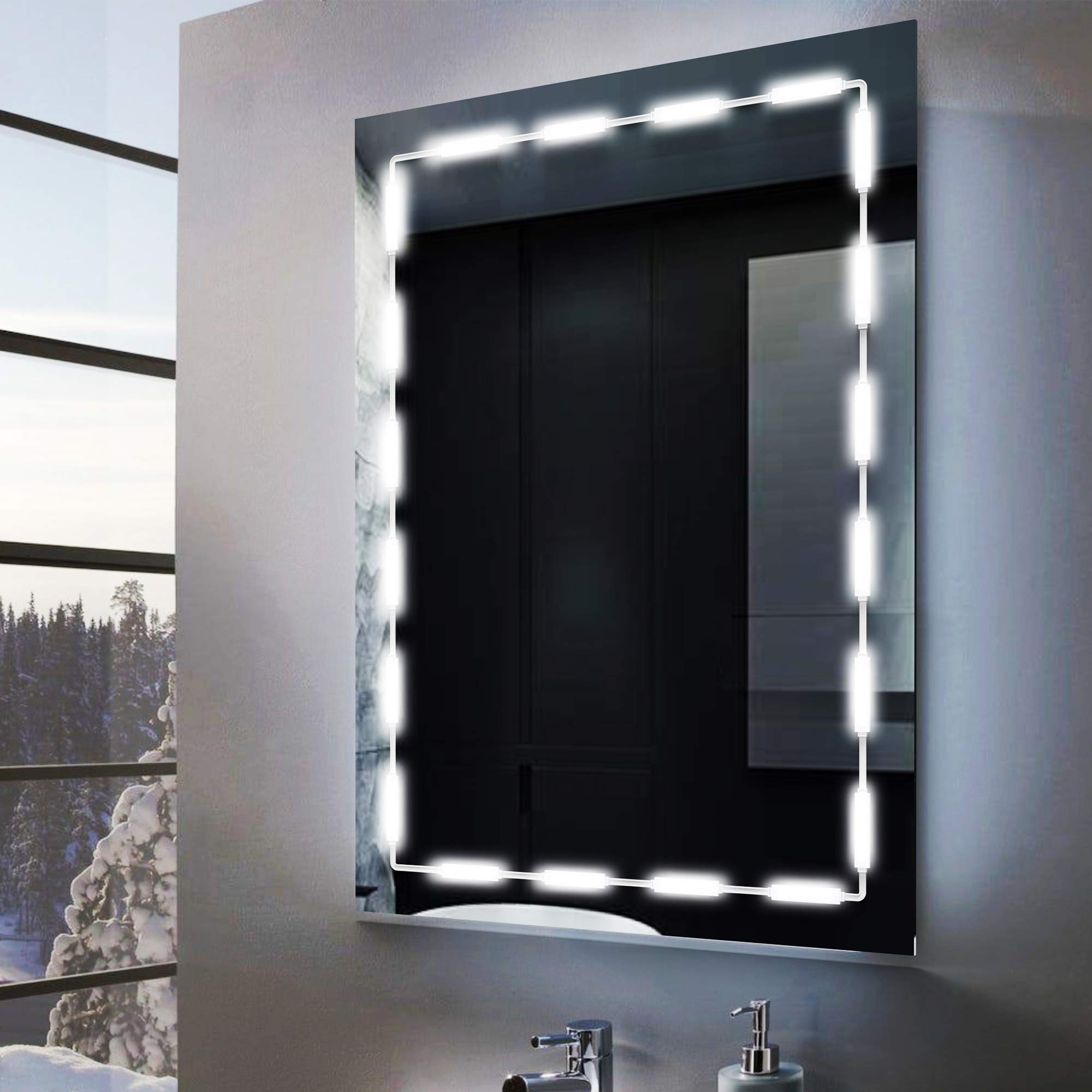 Silikang Led Mirror Lights For Vanity Make Up, 10Ft Ultra Bright White Led, Dimmable Touch Control Dressing Strip Light, For Mak