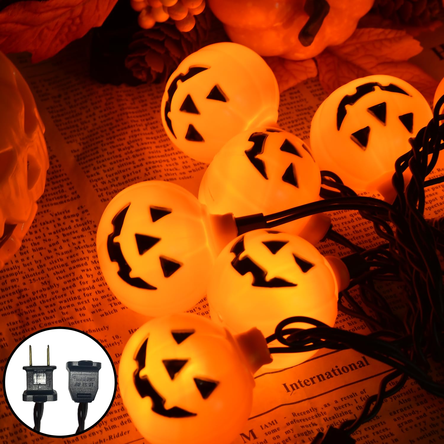 Sotopoo Halloween Led Pumpkin Lights - 8.5Ft Jack O Lantern Pumpkin String Lights With 10 Led Jack O Lantern Lights, For Indoor Outdoor Halloween Decorations For Home Party Yard Patio Tree, 0.48W