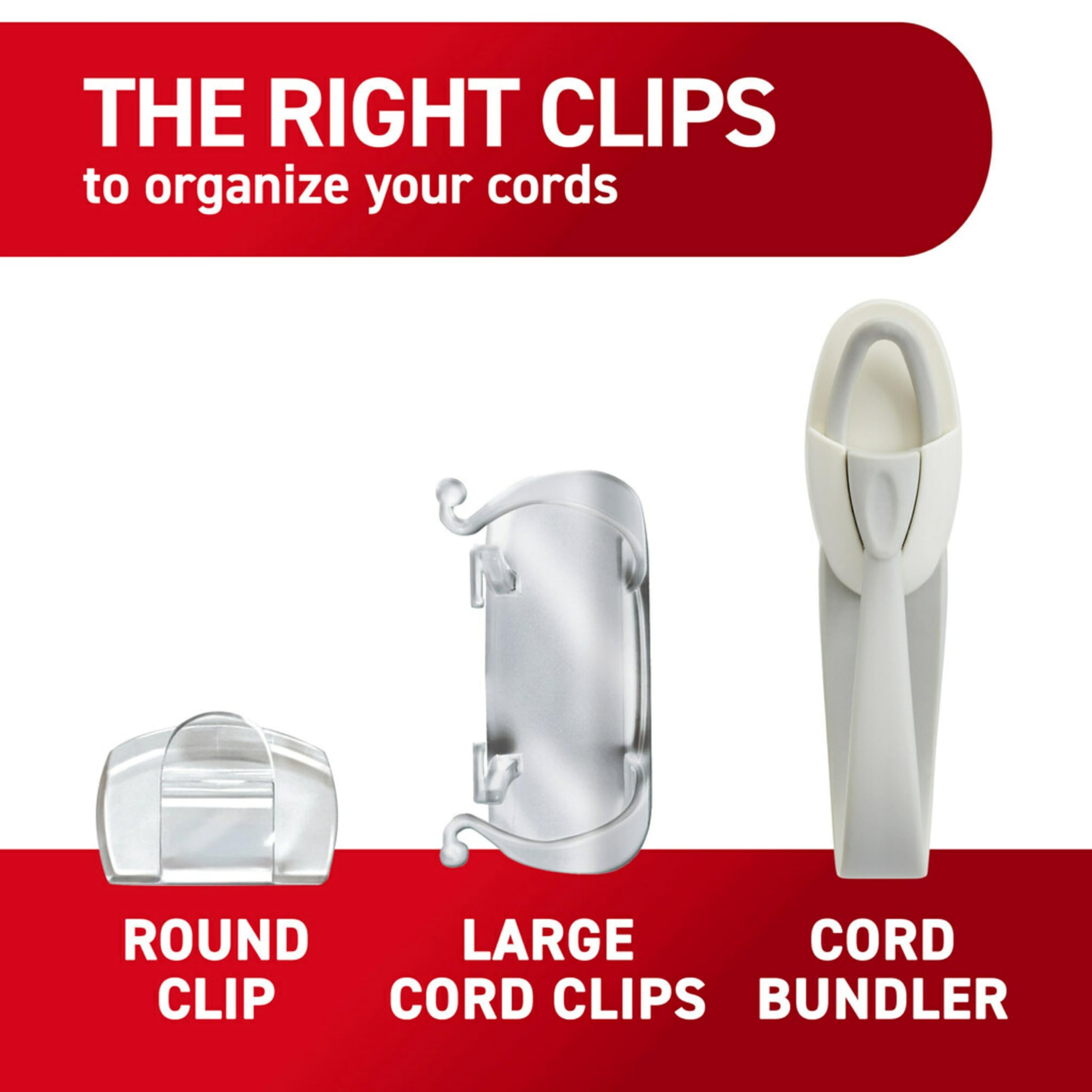 Command Round Cord Clips, 40 Clear Cord Organizers (4-Pack Of 10 Cord Clips With 12 Command Strips) Damage Free Hanging Cable Clips, No Tools Wall Clips For Hanging Electrical Cables
