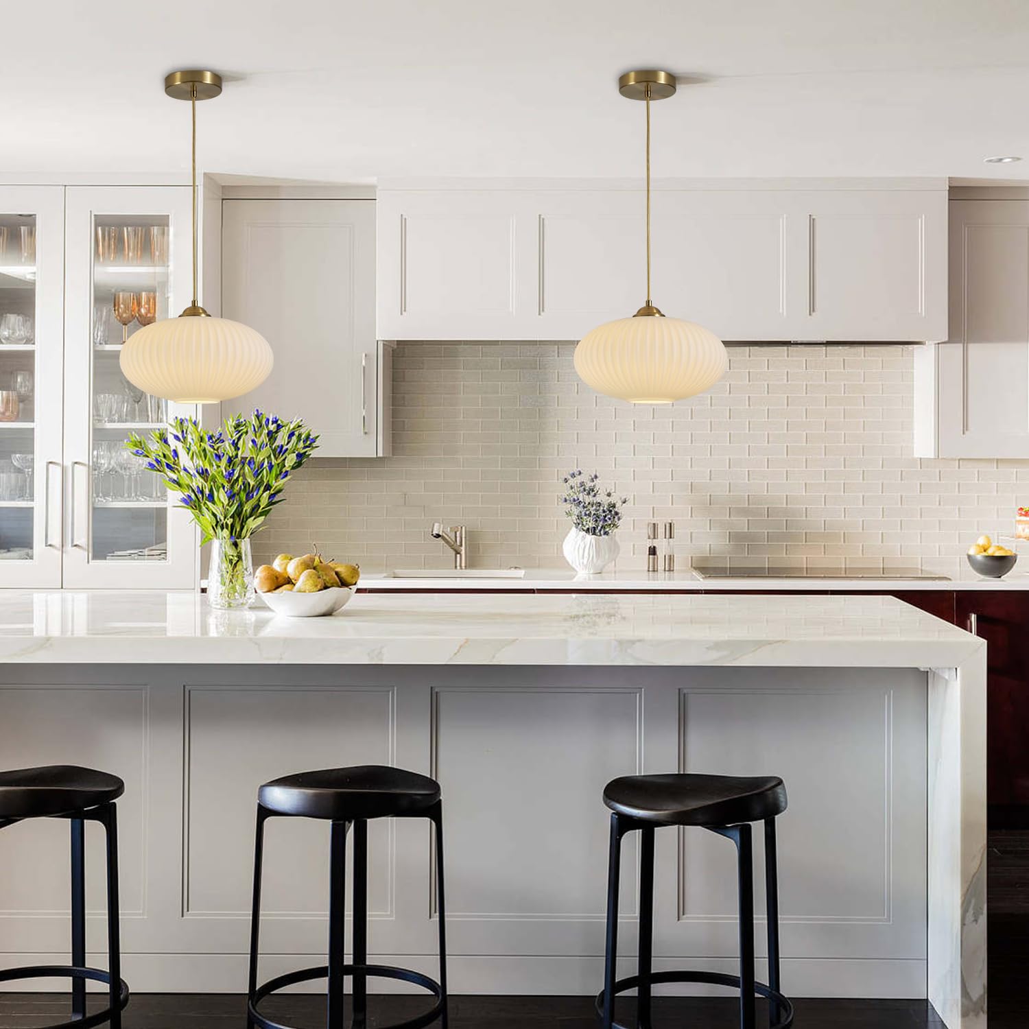 Kco Lighting Mid Century Modern Gold Globe Pendant Lighting Brushed Brass White Opal Glass Pendant Light Antique Farmhouse Singl