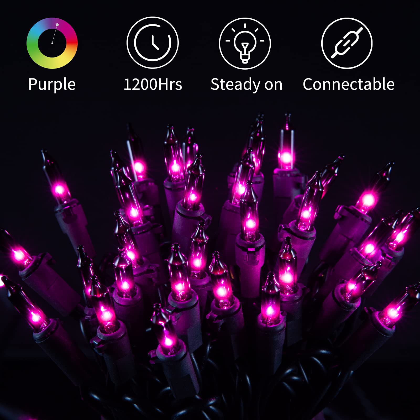 Minetom Halloween String Lights Outdoor 100 Count 25 Feet Incandescent Bulb Mini Lights for Christmas Indoor Garland Party Festi