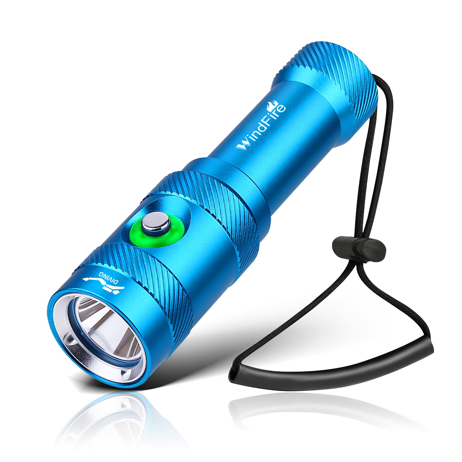 WINDFIRE Scuba Diving Light - Super Bright Diving Flashlight with 3 Modes & Power Indicator, IP68 Waterproof Rechargeable Underw
