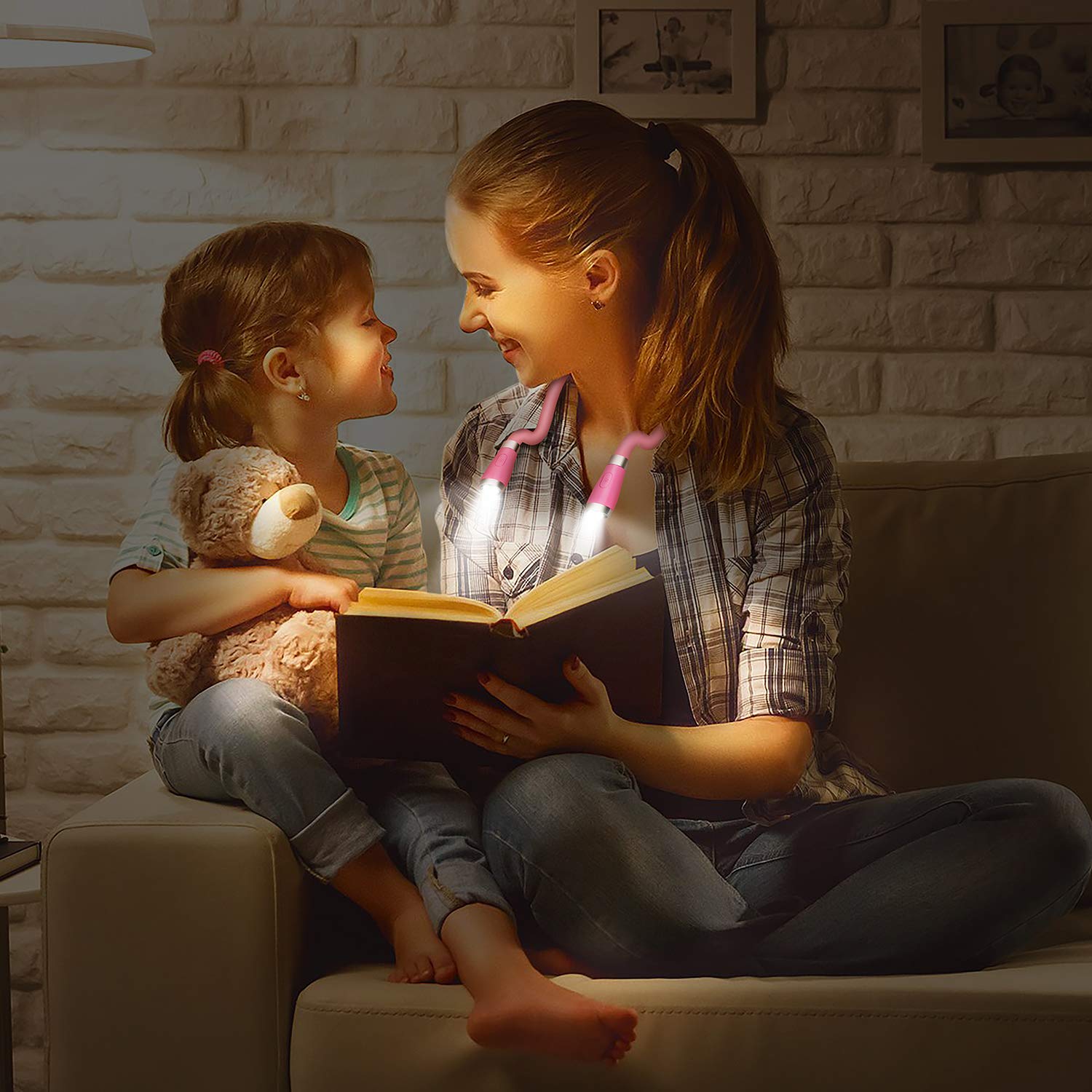 Tsingree Led Neck Book Light, Usb Rechargeable, 4 Bright Leds, 3 Brightness Levels, Pink