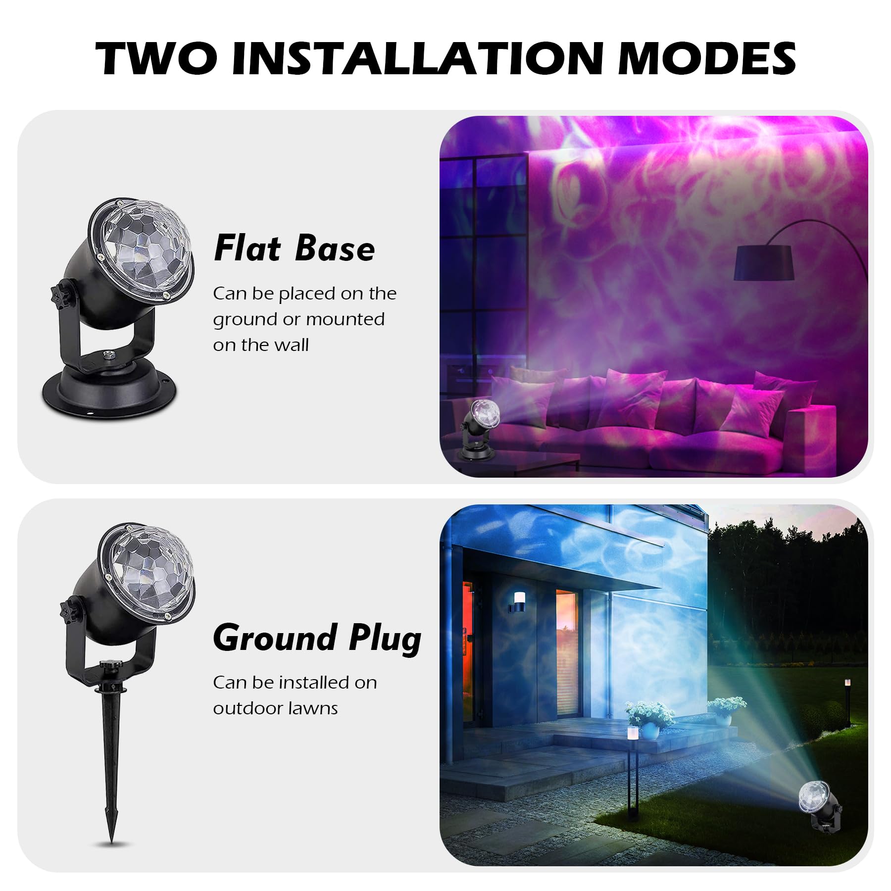 HeKation Outdoor Projector Lights - 15 Colors Water Wave Effect, Waterproof, Remote Control, Model C-3, Style A