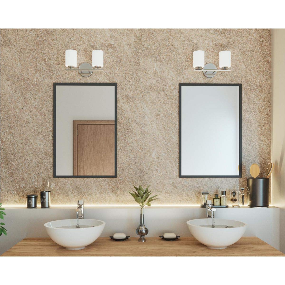 Progress Lighting 2-Light Bath Vanity Light Polished Nickel Alloy Steel Etched White Glass Model P2158-104
