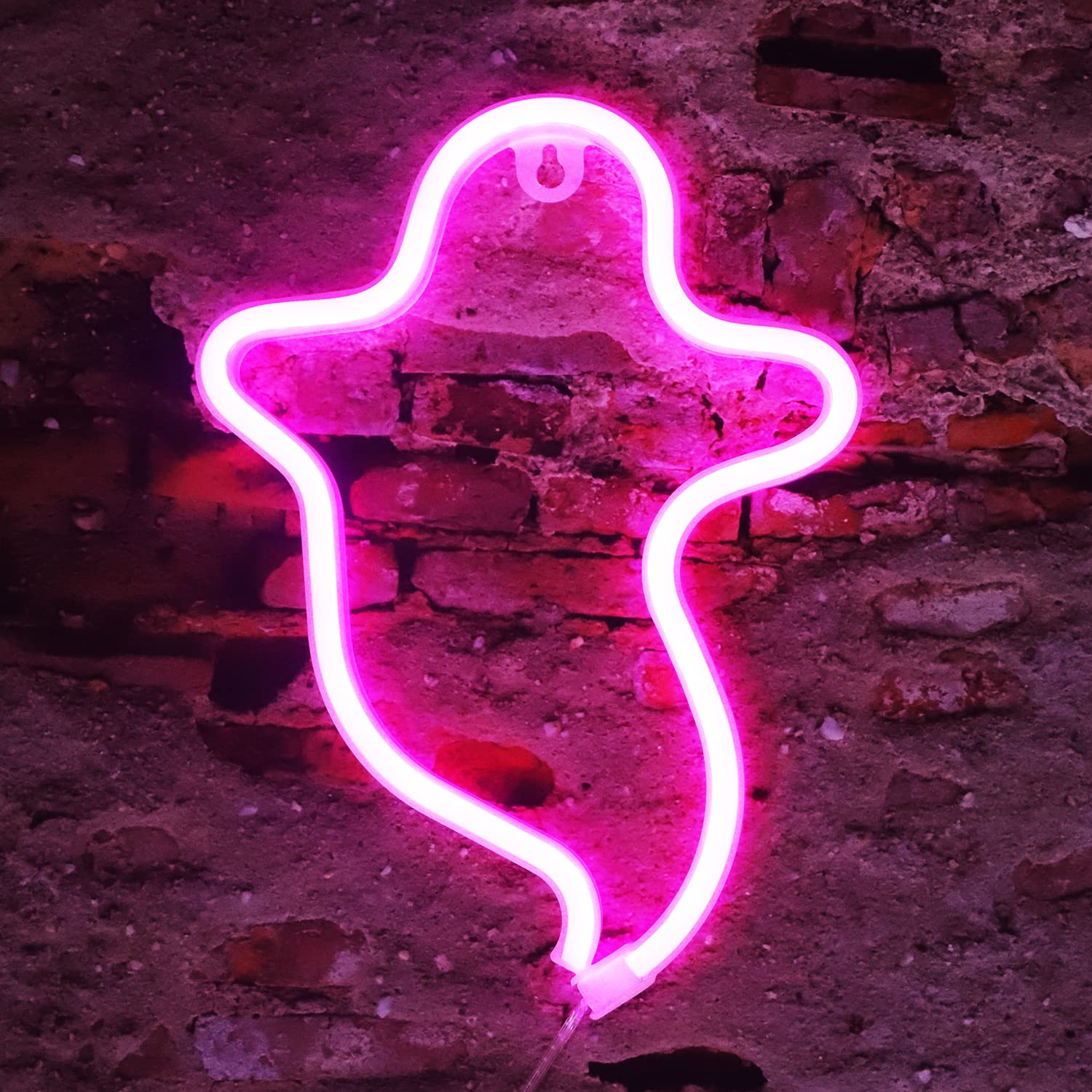 Vicila Ghost Neon Sign, Gothic LED Night Light, USB/Battery Operated, Pink Decor for Home, Wall, Halloween, Party, Christmas