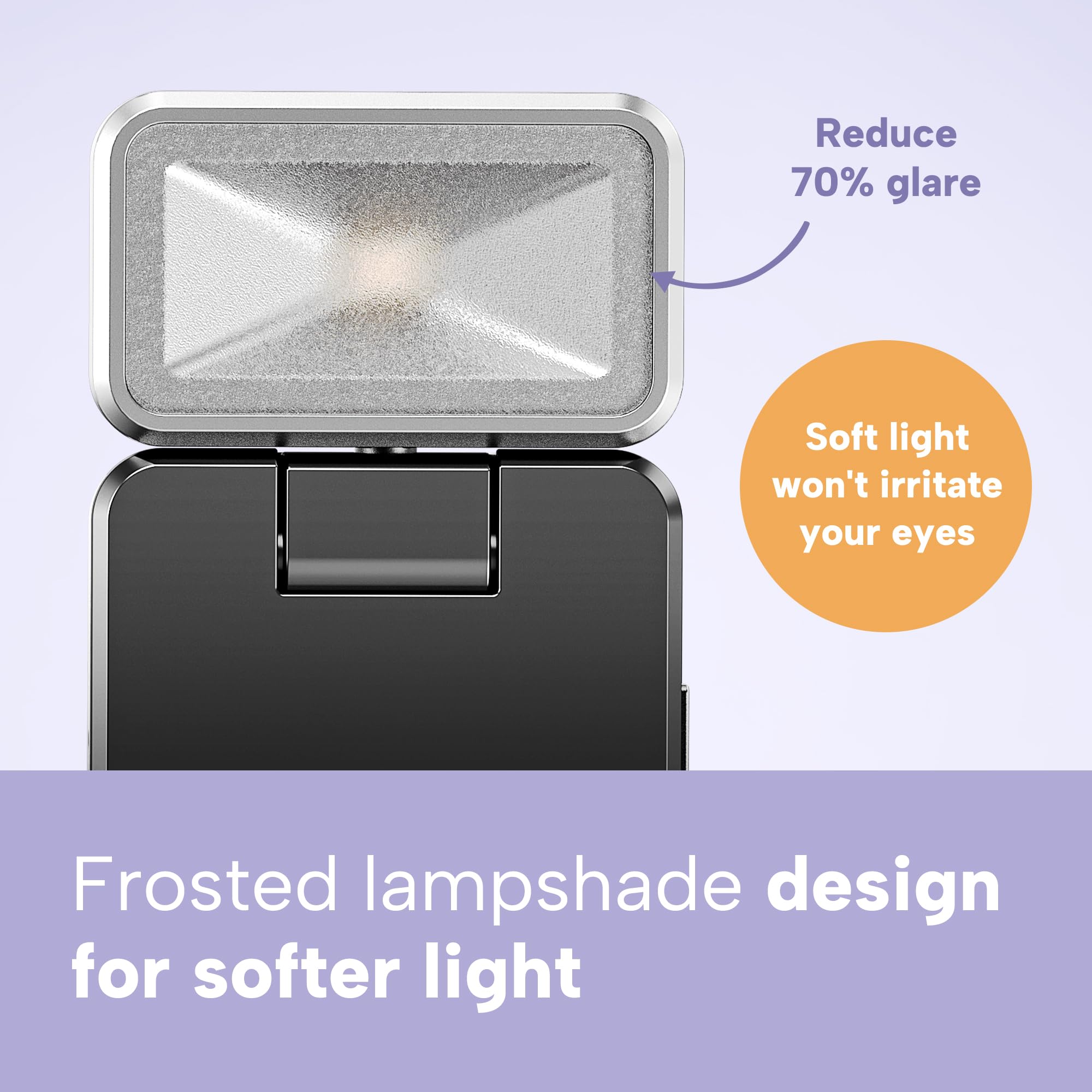 86lux Rechargeable Book Light, Ultralight Clip-on LED Lamp, Stepless Dimming, 3 Amber Colors, Light Lilac, Model OK08
