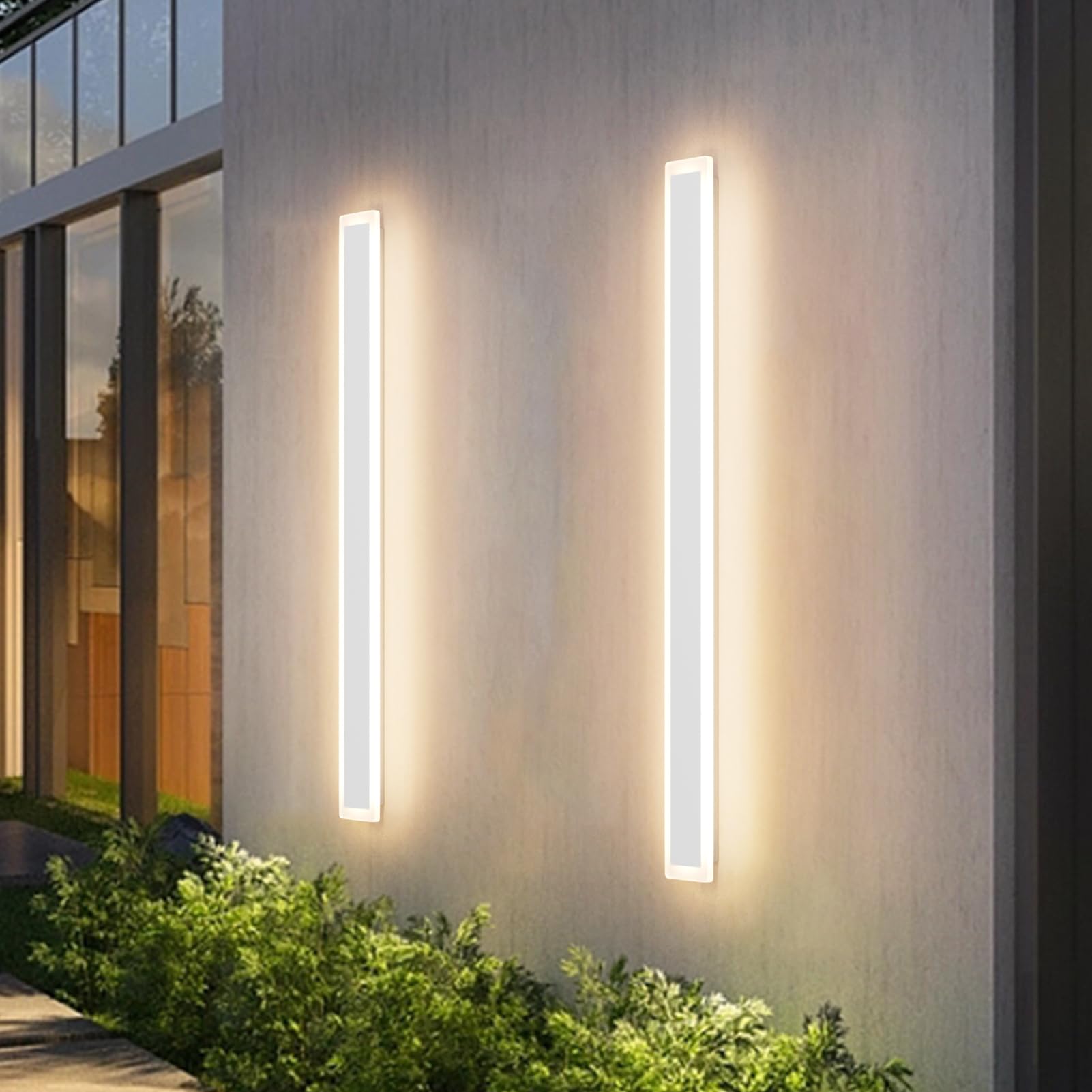Aipsun LED Outdoor Wall Lights, Modern Porch Sconce, 39.4in, White, 2 Pack, Model HW603, enhanced Acrylic