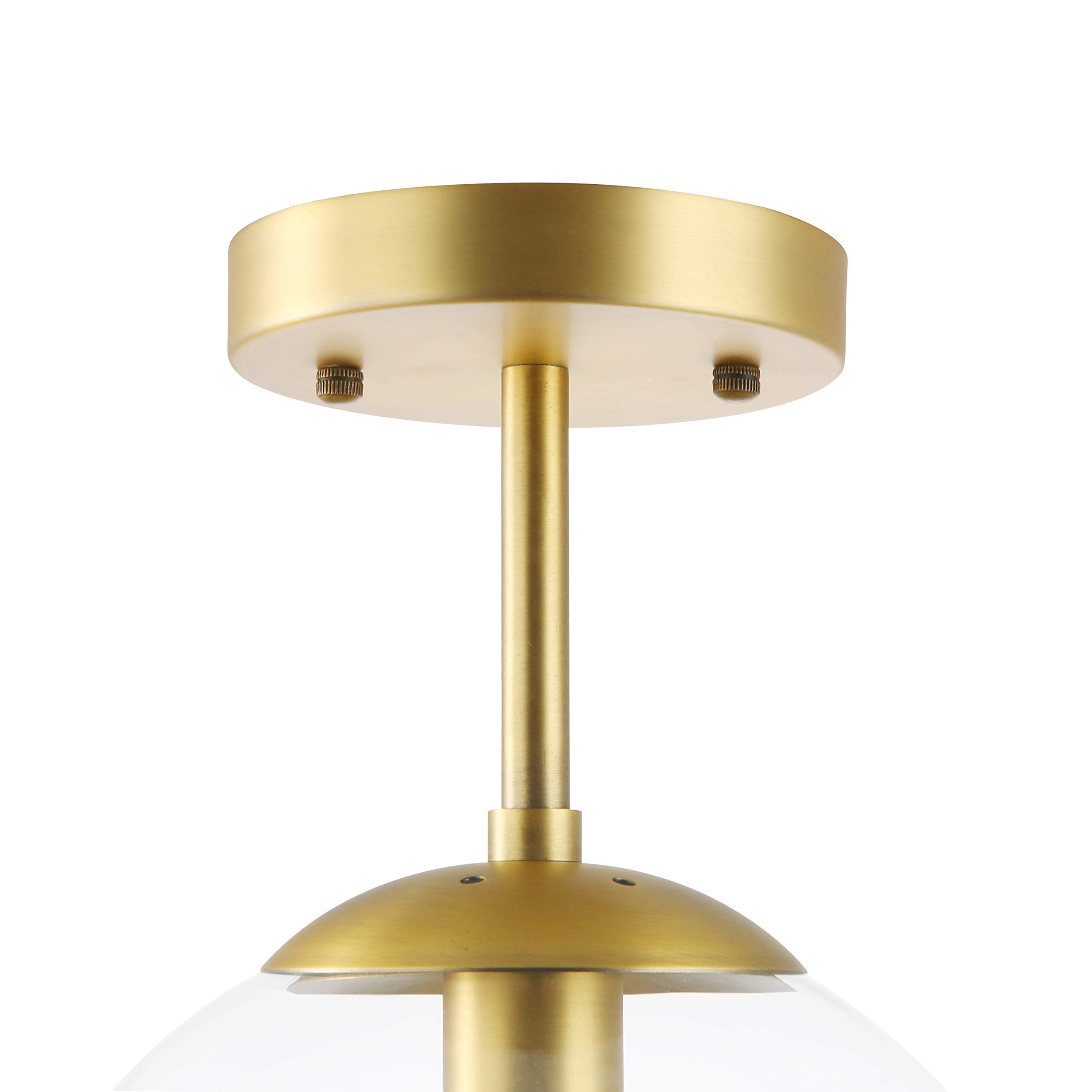Light Society Zeno Globe Semi Flush Mount Ceiling Light, Brass/Clear Glass, Contemporary Style, Model LS-C176-BRS-CLR