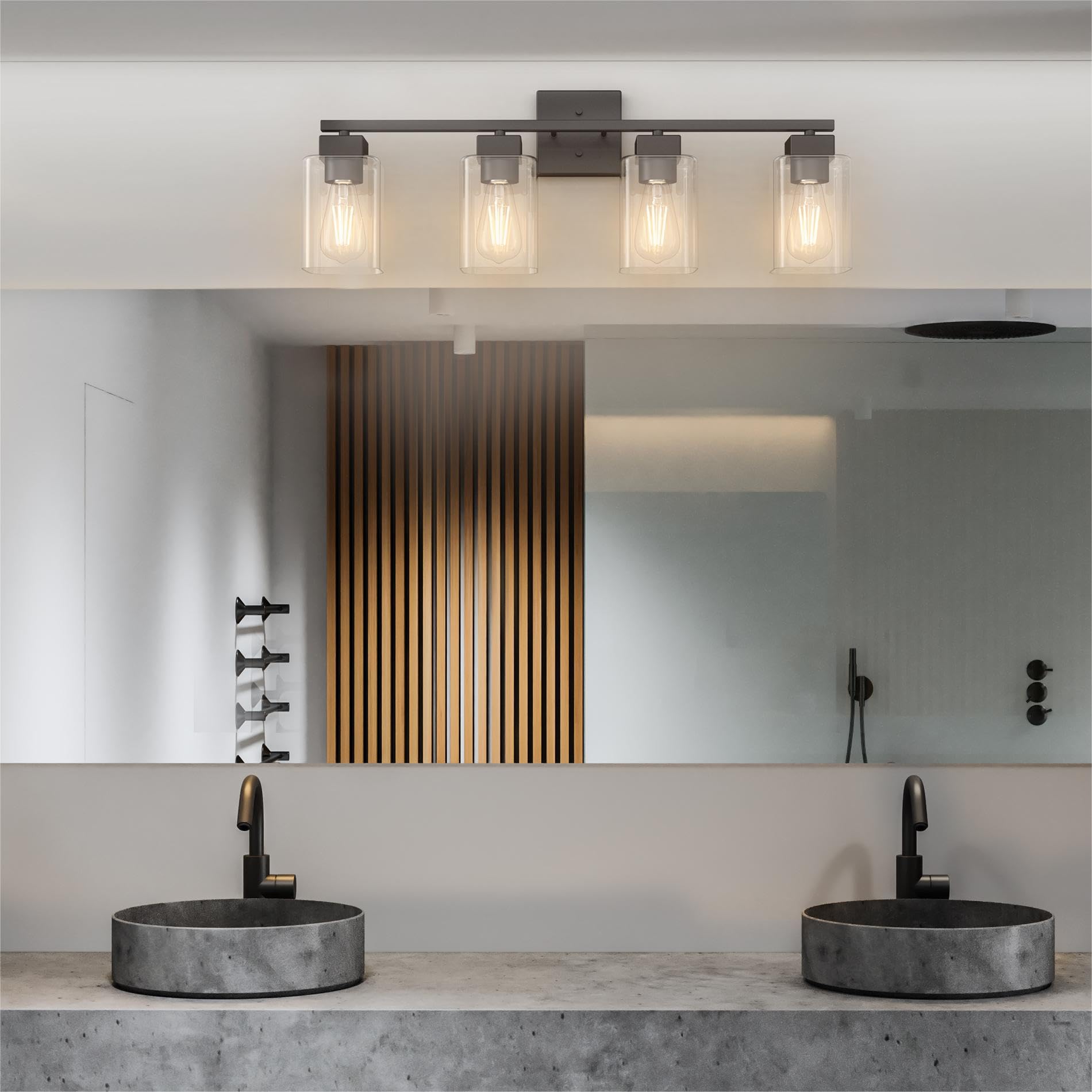Espird 4-Light Bathroom Vanity Light Fixture - Matte Black Metal, UL Certified, Square Design for Bathroom & Bedroom