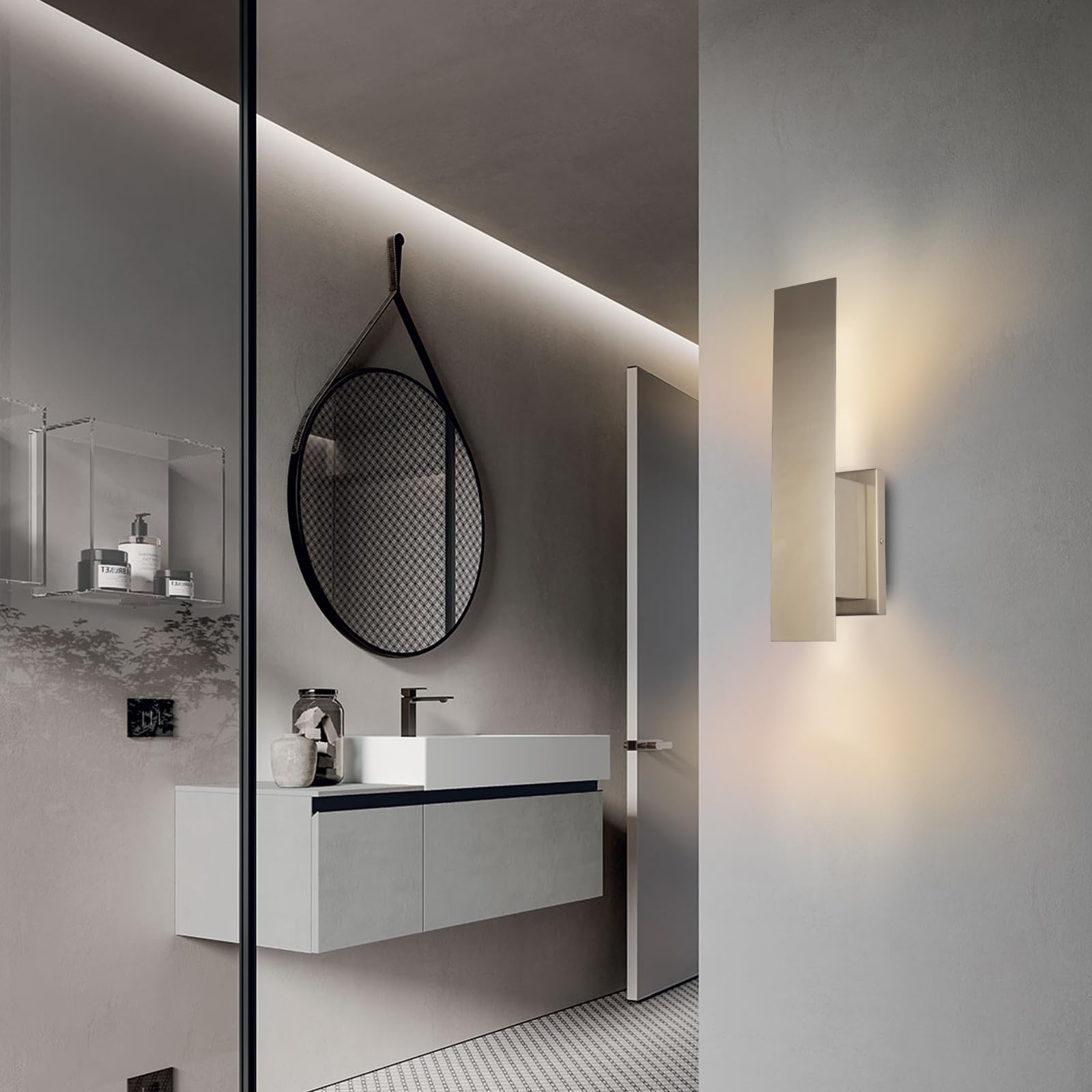 Edwarmlux Indoor Wall Sconces, Modern Wall Lights, Up And Down Wall Mount Light, Dimmable Hardwired Wall Light For Bedroom, Livi