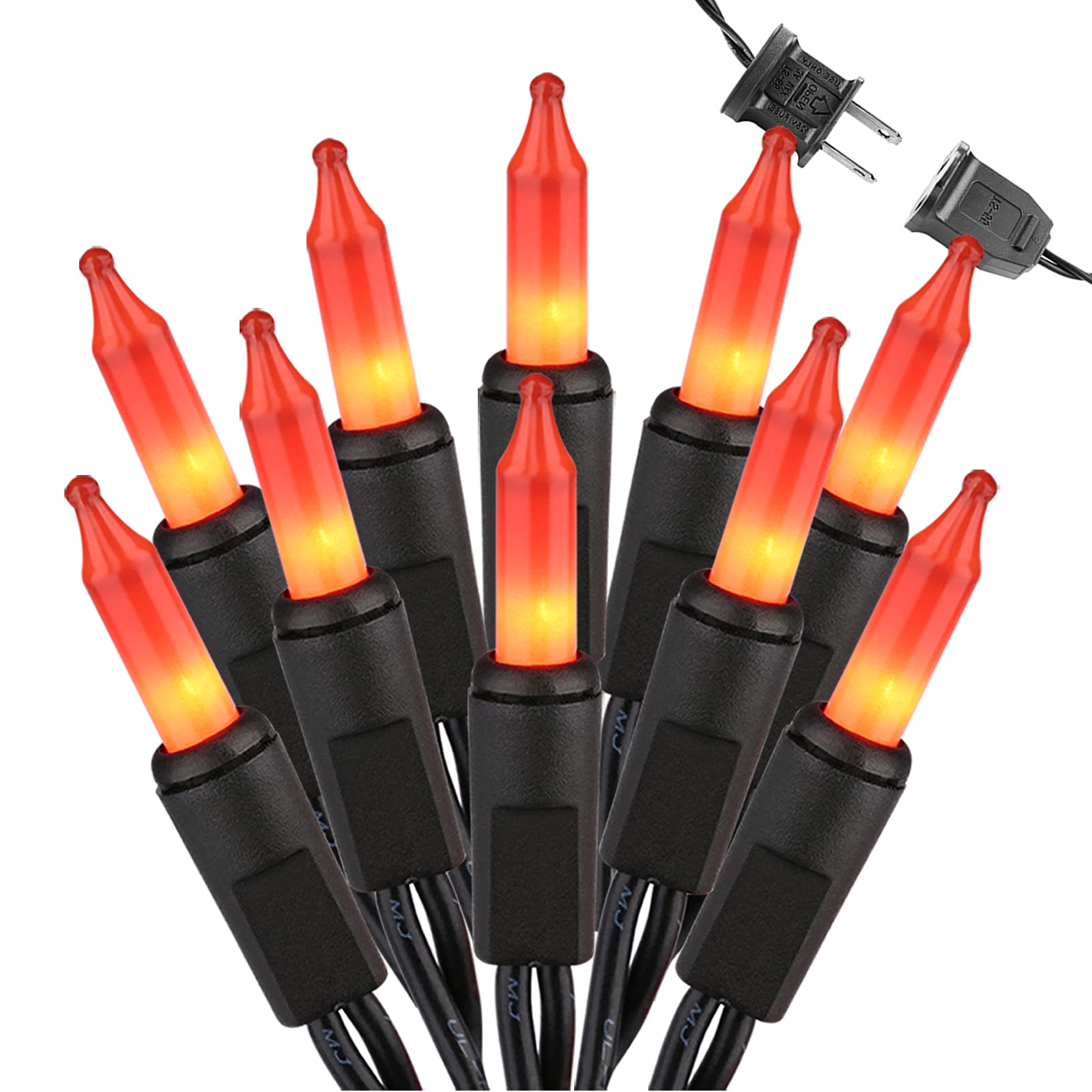 Brizled Orange Halloween Lights, 42.6Ft 200 Count Incandescent Halloween String Lights Connectable, Ul Certified Black Wire Mini Orange Lights String For Indoor Outdoor Tree Patio Garden Party Decor