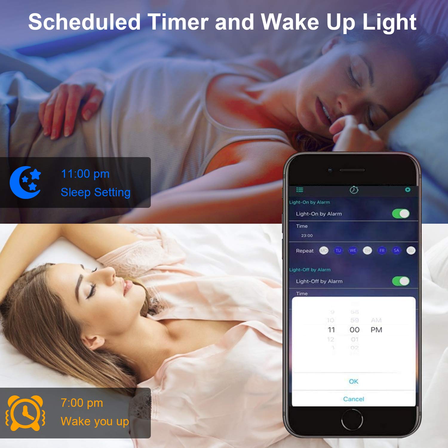 QZYL LED Strip Lights 49.2ft, Multicolor Music Sync Rope Lights with Remote App Control for Bedroom & Party Decor