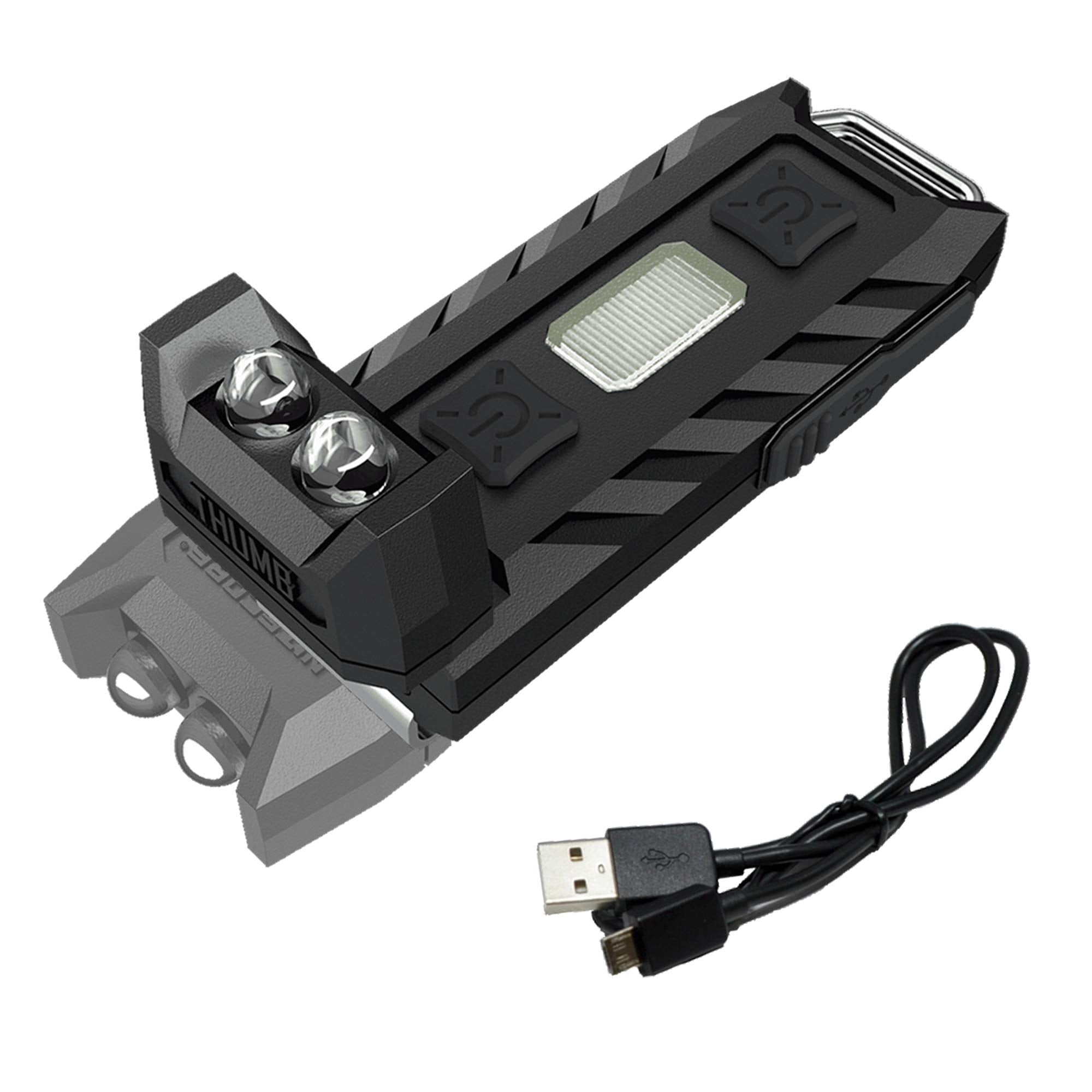 Nitecore Thumb LED Keychain Light - 85 Lumens USB Rechargeable, Tiltable Work Light, Black, Model THUMB