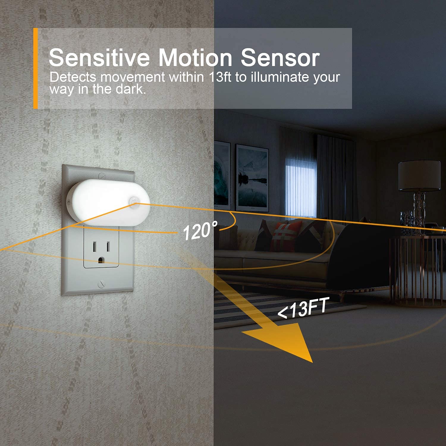 Lyridz Plug-In Night Light With Motion Sensor, Bright Cold White Led Nightlights 1-120Lm Dimmable For Bathroom, Bedroom, Kitchen