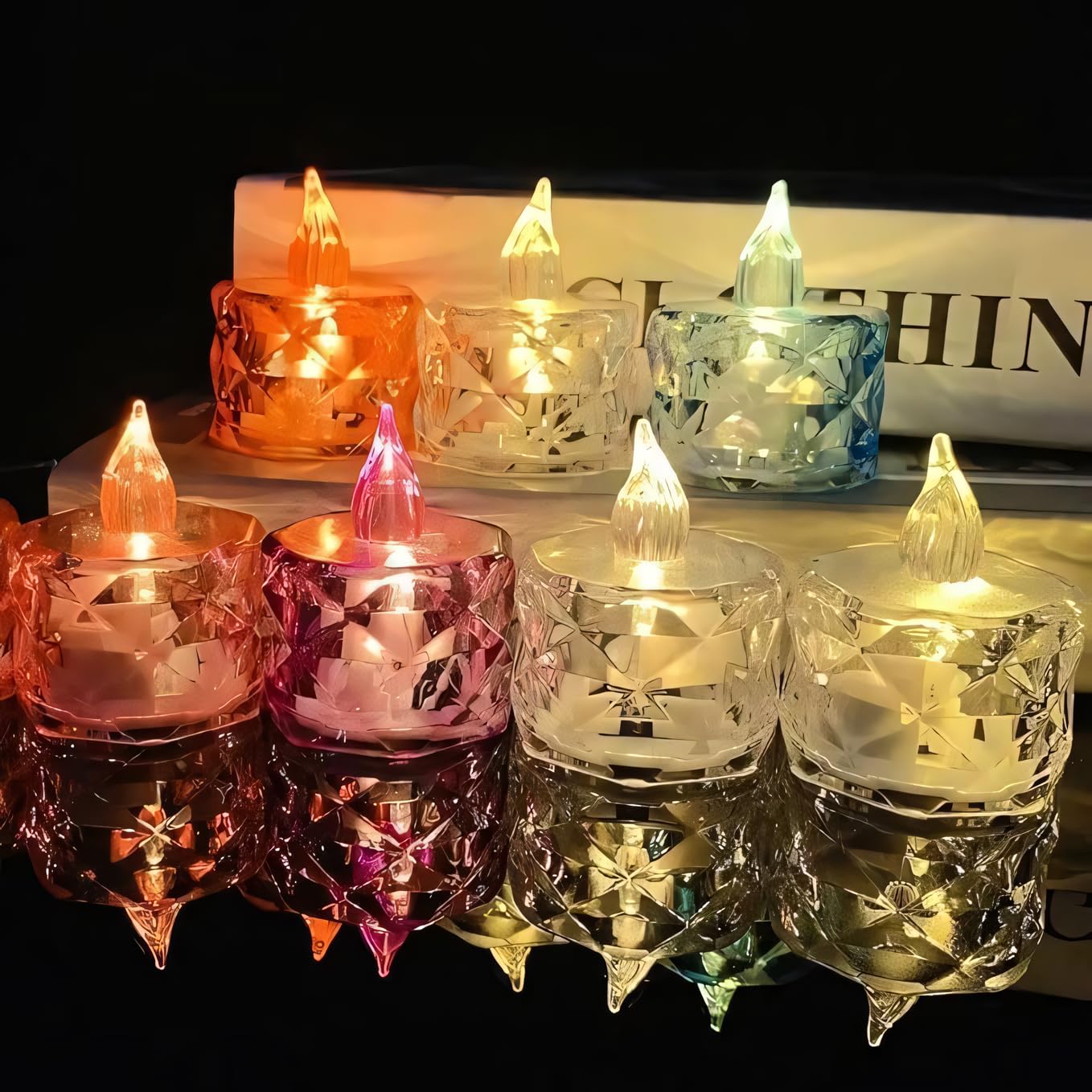 One94Store 24 Pcs Flameless and Smokeless Decorative Candles Transparent Acrylic Led Tea Light Candle for Christmas, Festival,Ca