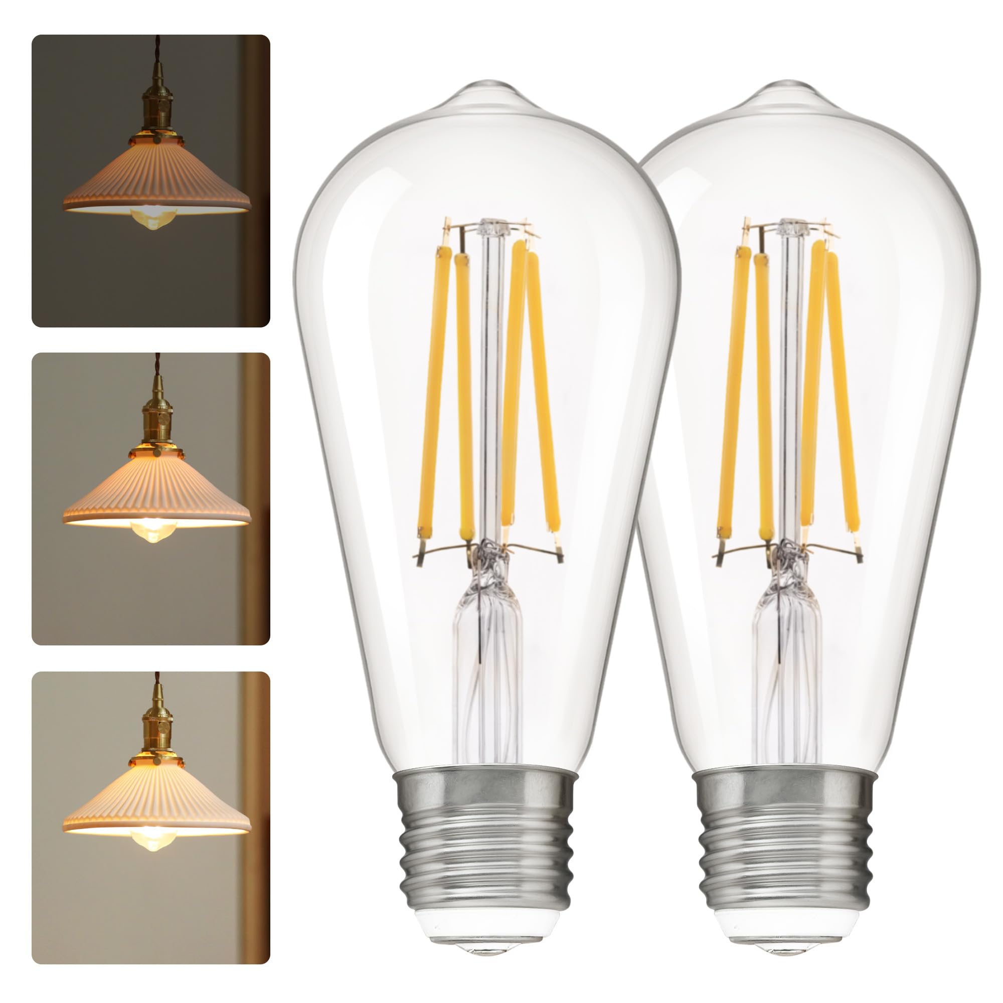 ALAMPEVER 3 Way Light Bulbs 2 Pack, 30/70/100W Equivalent, Bright ST19 LED Light Bulb, 2700K Soft White, 300/800/1200LM, 3/5/8W,