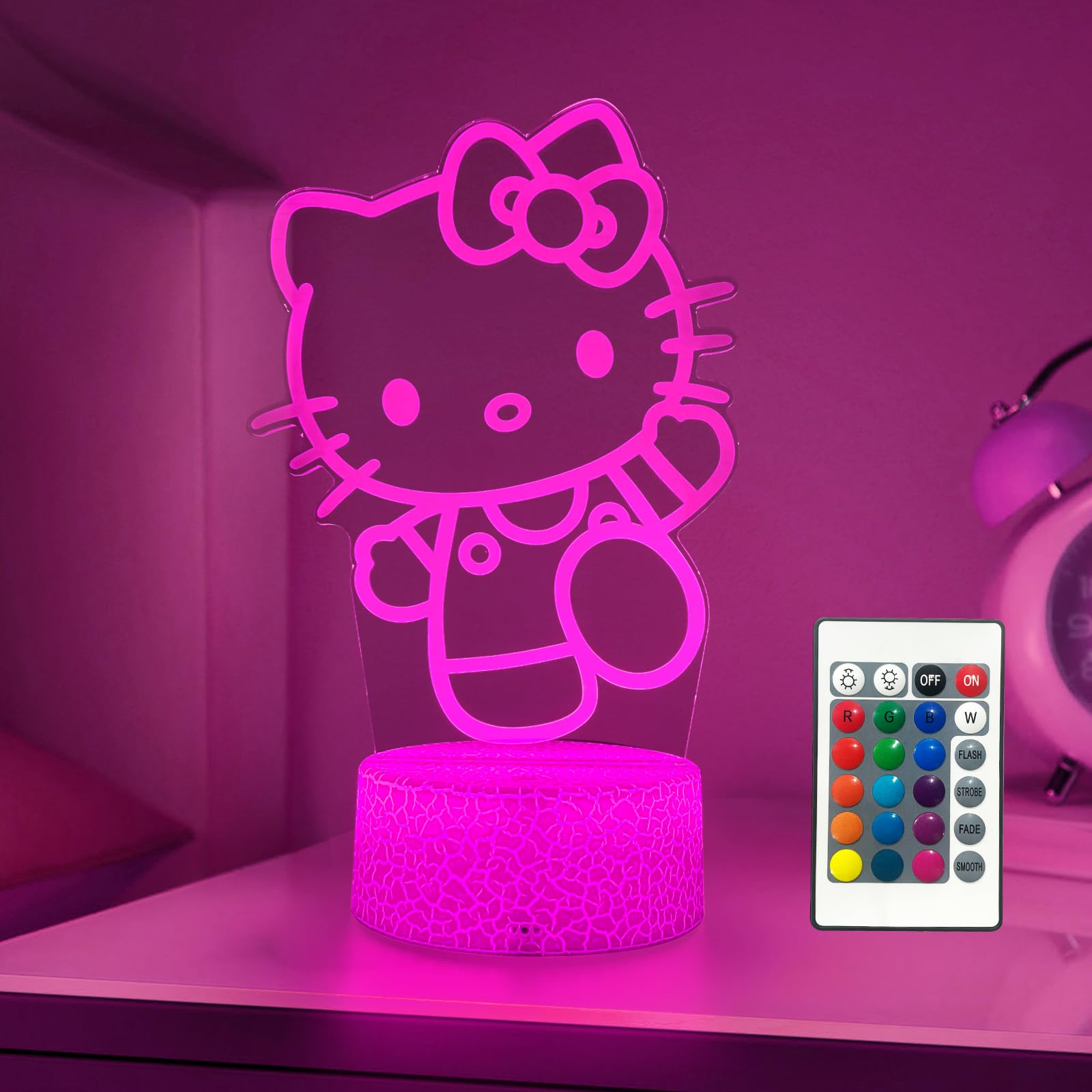 AIHYING Cat Night Light Cute Night Light - Anime Charater 16 Color Change Decor Kitty Lamp with Remote, Dim, Timer,Kids Gifts fo