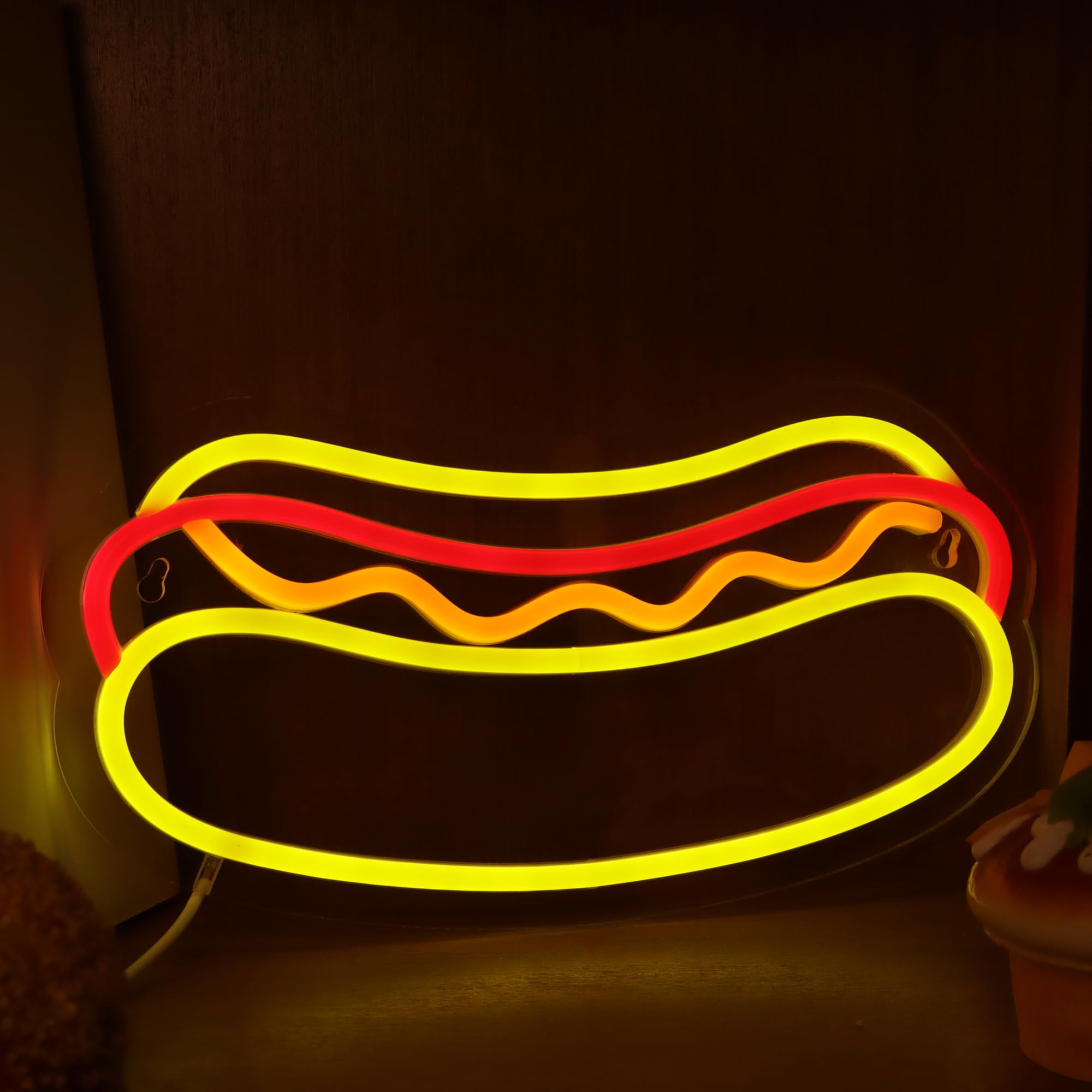 Attivolife Hot Dogs Neon Sign LED Lamp - Acrylic Wall Decor, USB Powered, Model FS-KF01NE, Color: HotDog