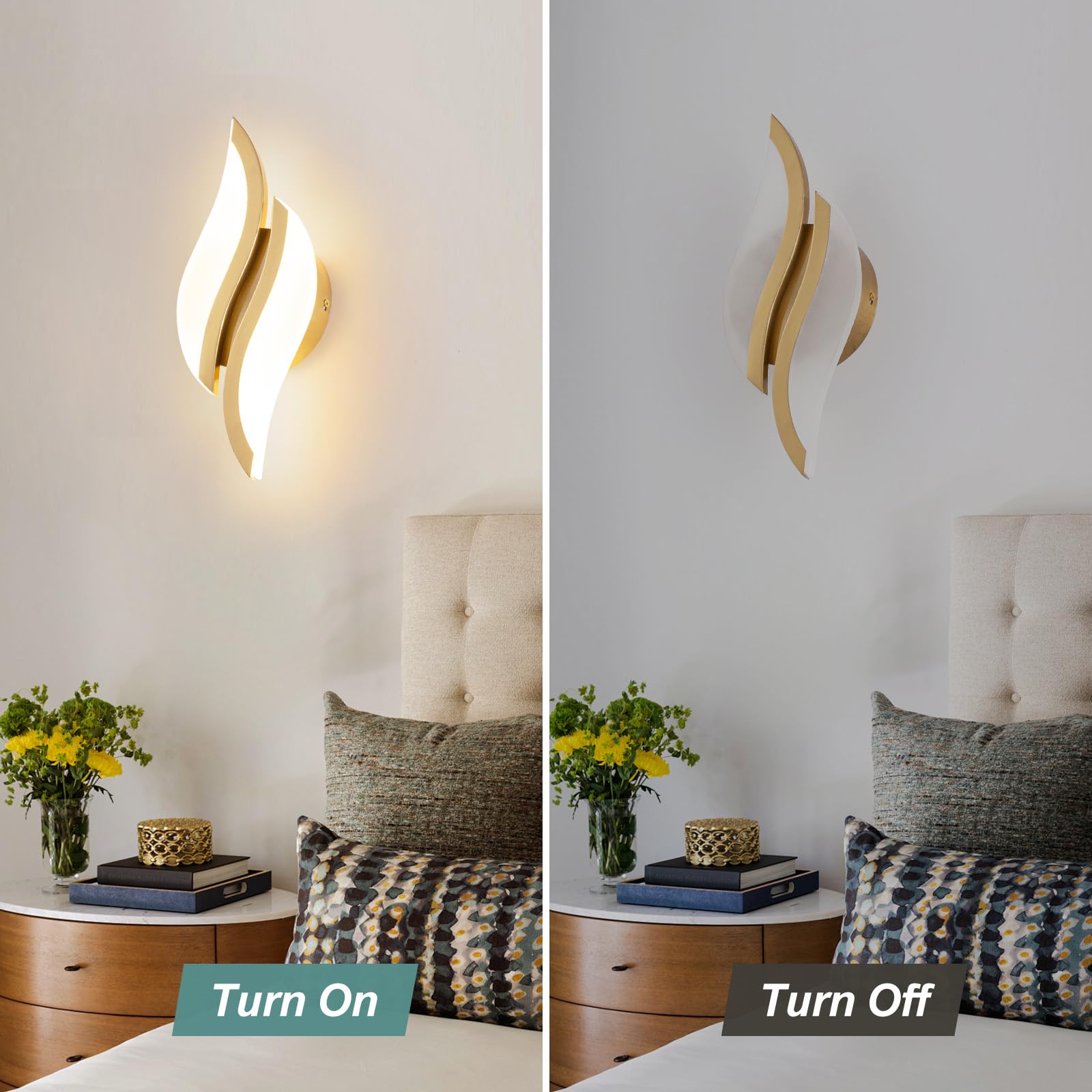 CANEOE Modern LED Wall Sconce, 6000K Cold White, Acrylic, Gold, 1 Pack, Model WL-YZ-C, Ideal for Living Room, Bedroom, Bathroom, Hallway