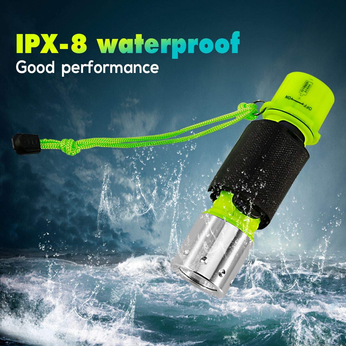 BlueFire Diving Flashlight 1100 Lumen Waterproof Torch Green (1-Pack) Model LMN56-BF-2-123 for Underwater Sports