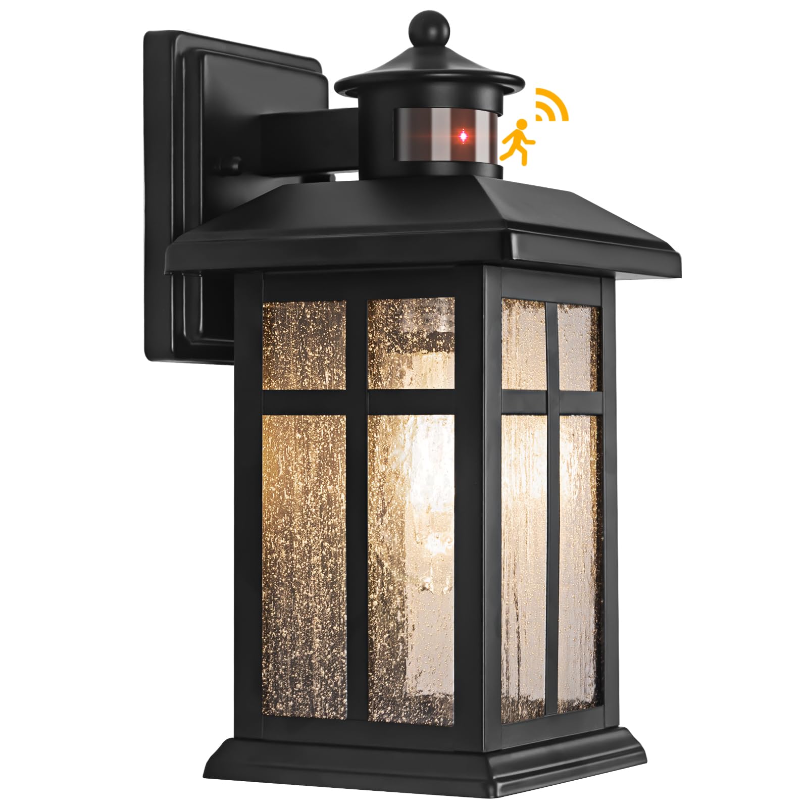 Brilvibera Outdoor Wall Light Motion Sensor - Updated Dusk to Dawn Outdoor Lighting, Exterior Light Fixture, Black Porch Lights 