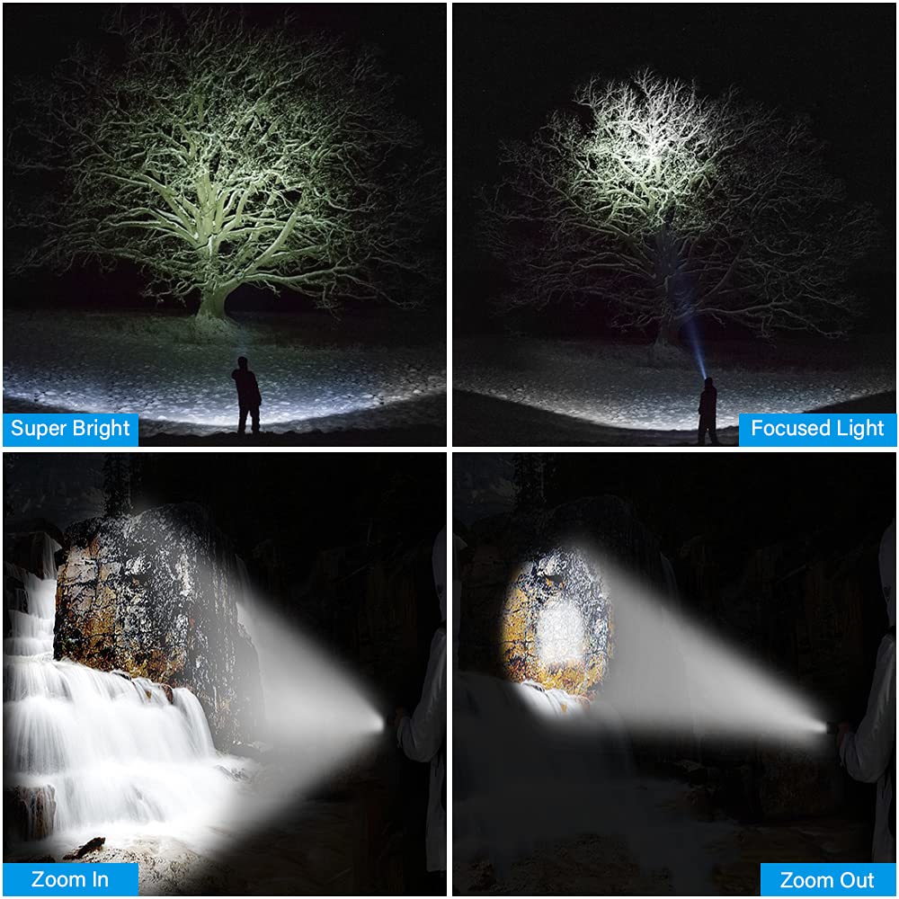 Vnina USB Rechargeable Flashlight, LED Tactical Light, Waterproof, 6 Modes, 4.96in, Red, Model VNA-US-USB-001C